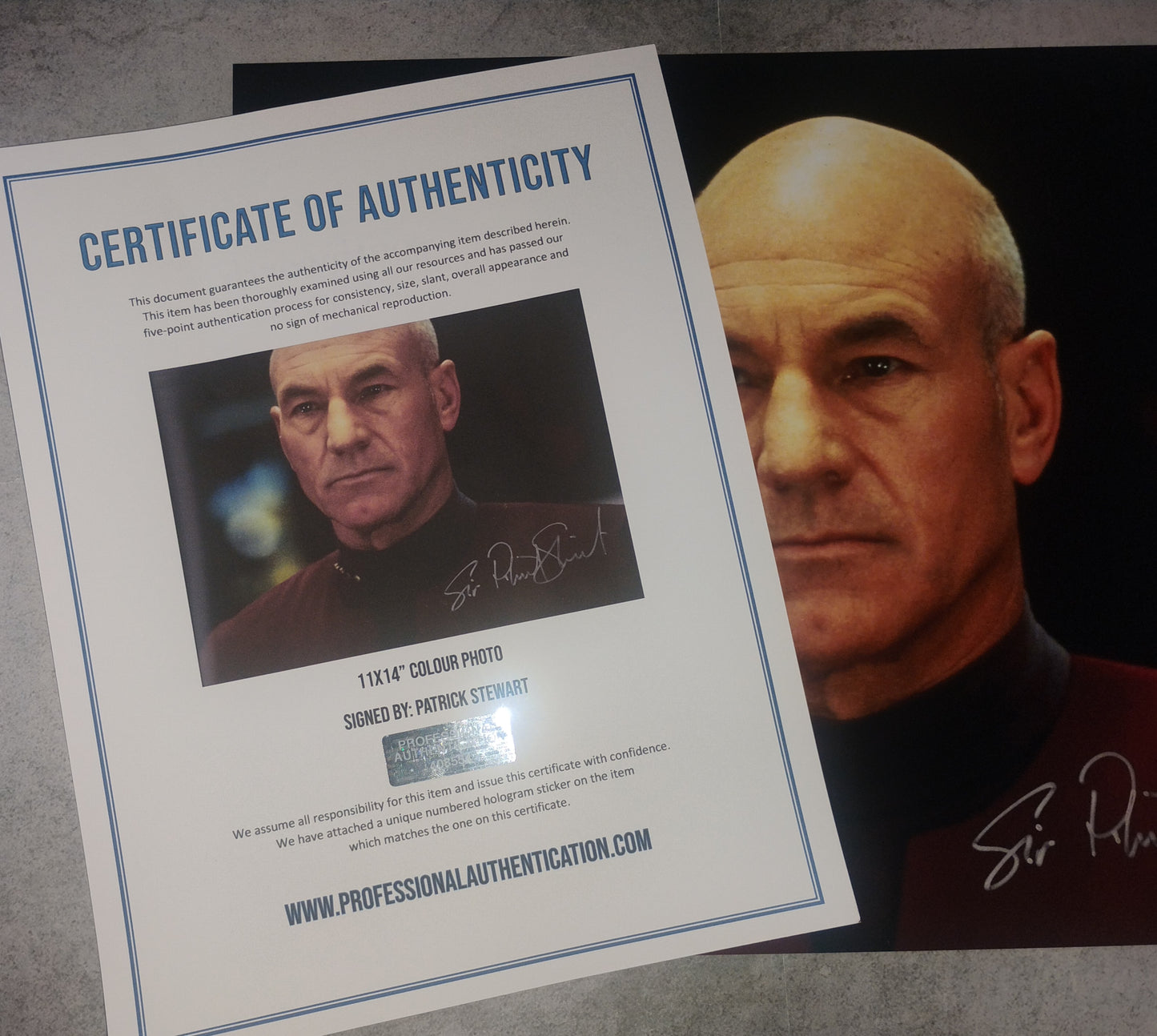 Patrick Stewart Hand Signed Autograph 11x14 Photo COA Star Trek