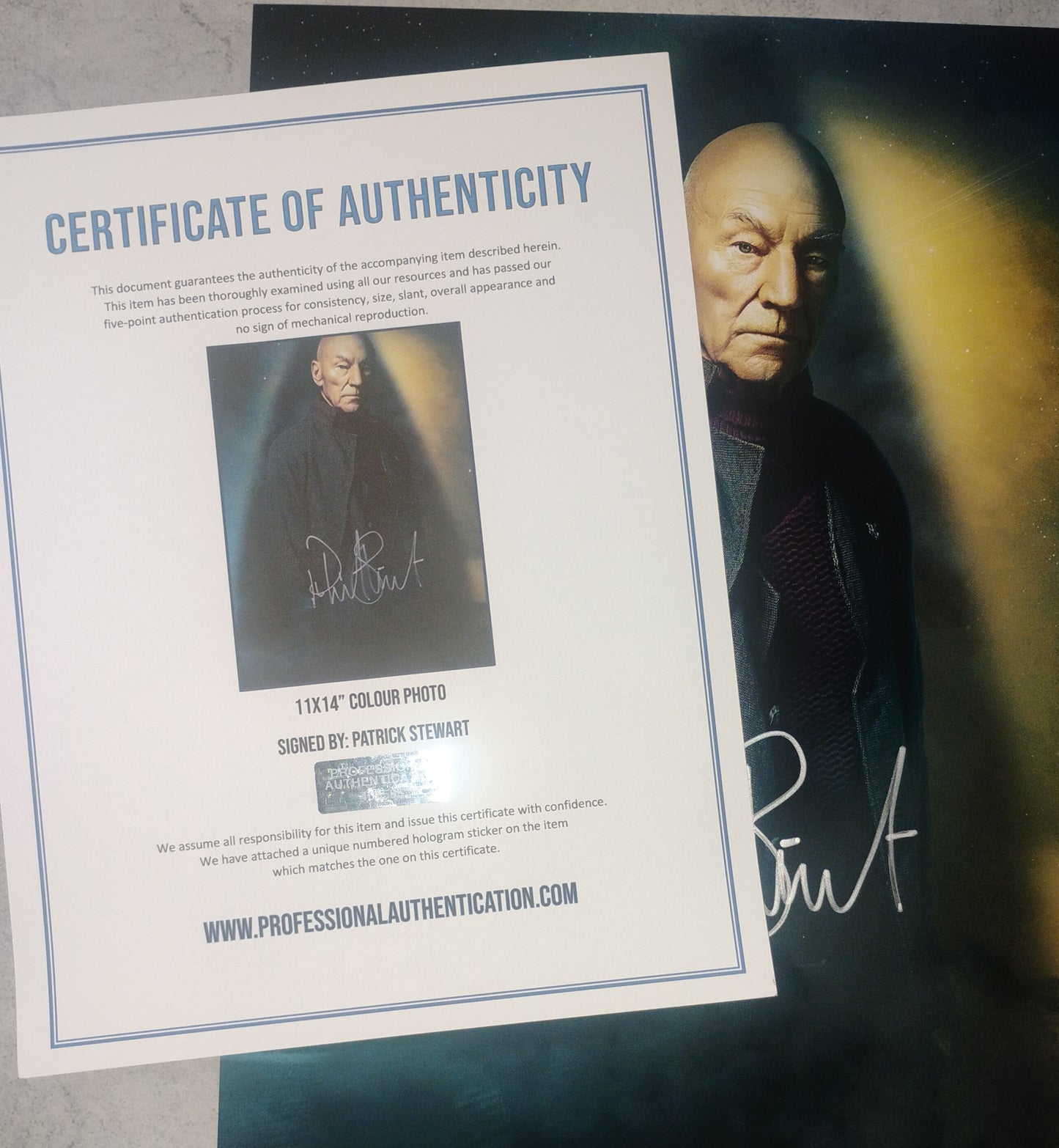 Patrick Stewart Hand Signed Autograph 11x14 Photo COA Star Trek