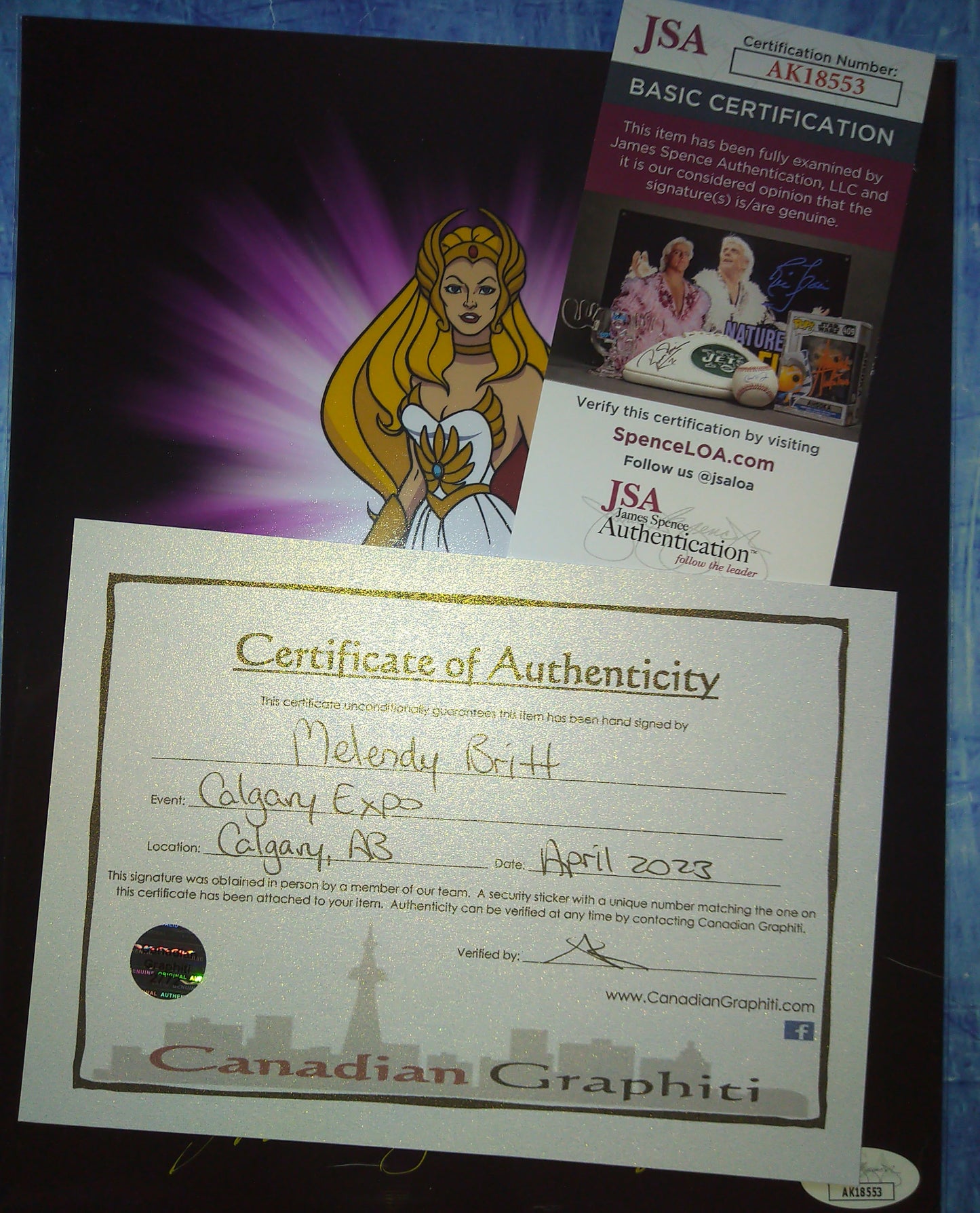 Melendy Britt Hand Signed Autograph 8x10 Photo COA + JSA She-ra