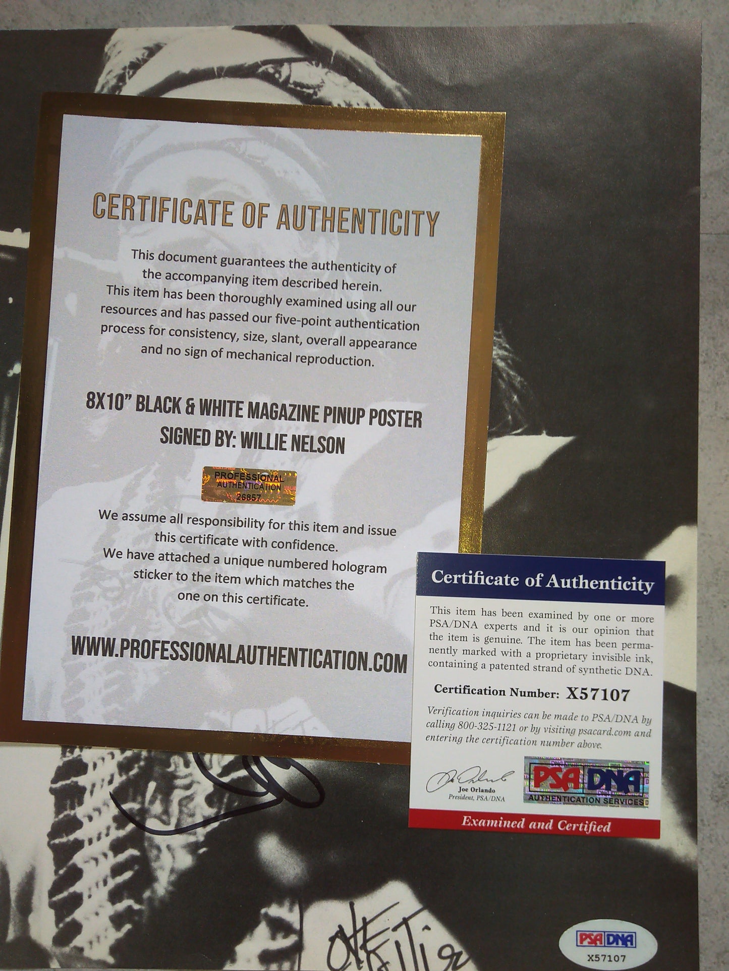 Willie Nelson Hand Signed Autograph 8x10 Pinup Poster COA + PSA