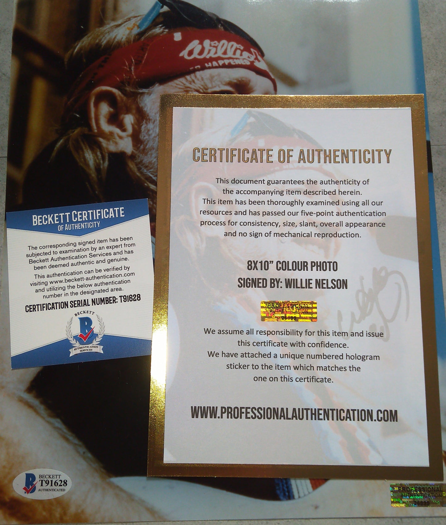 Willie Nelson Hand Signed Autograph 8x10 Photo COA + BAS