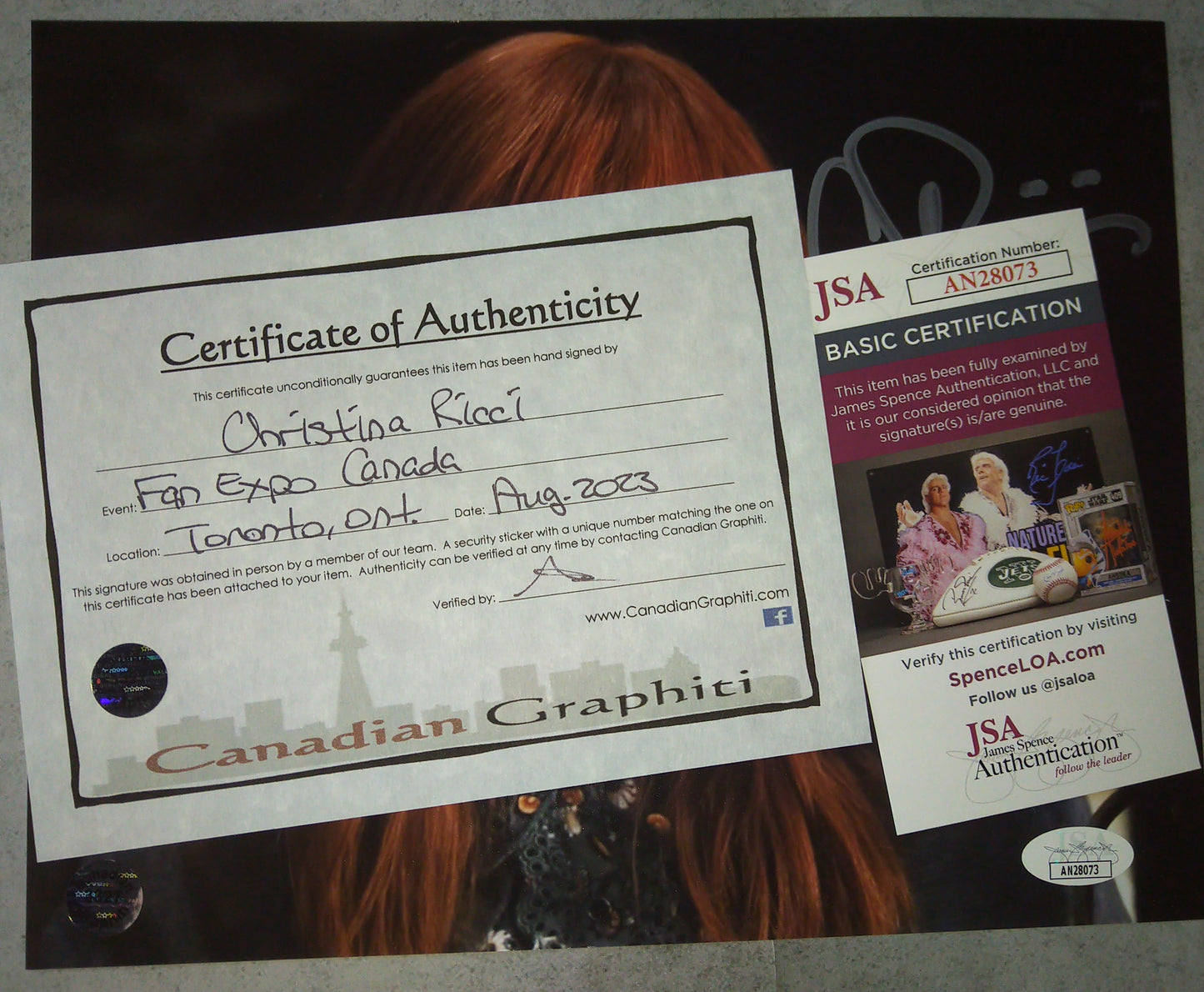 Christina Ricci Hand Signed Autograph 8x10 Photo COA + JSA Wednesday Marilyn Thornhill