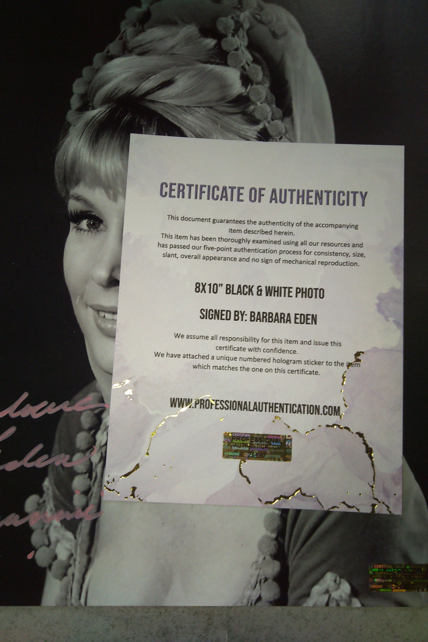 Barbara Eden Hand Signed Autograph 8x10 Photo COA I Dream Of Jeannie