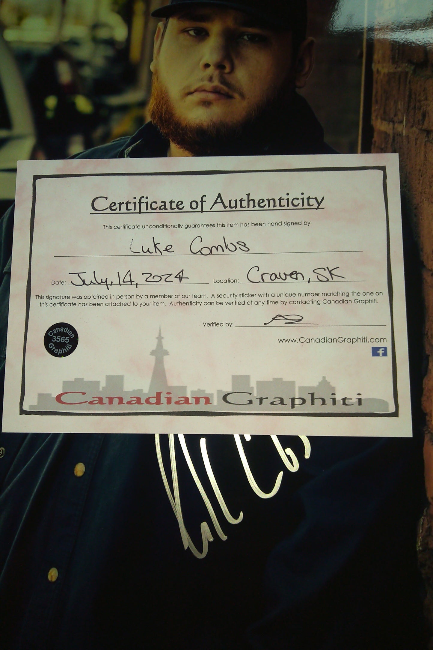 Luke Combs Hand Signed Autograph 11x14 Photo COA