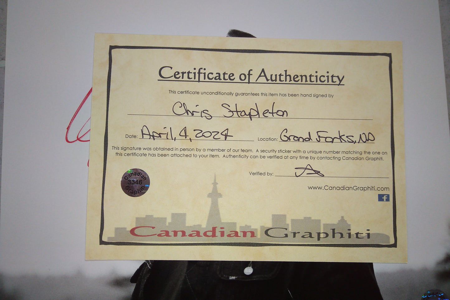 Chris Stapleton Hand Signed Autograph 8x10 Photo COA