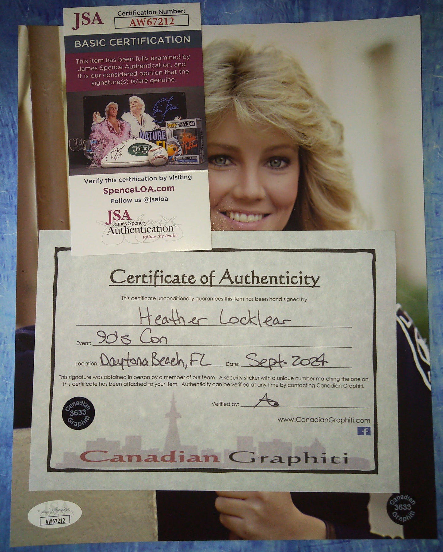 Heather Locklear Hand Signed Autograph 8x10 Photo COA + JSA