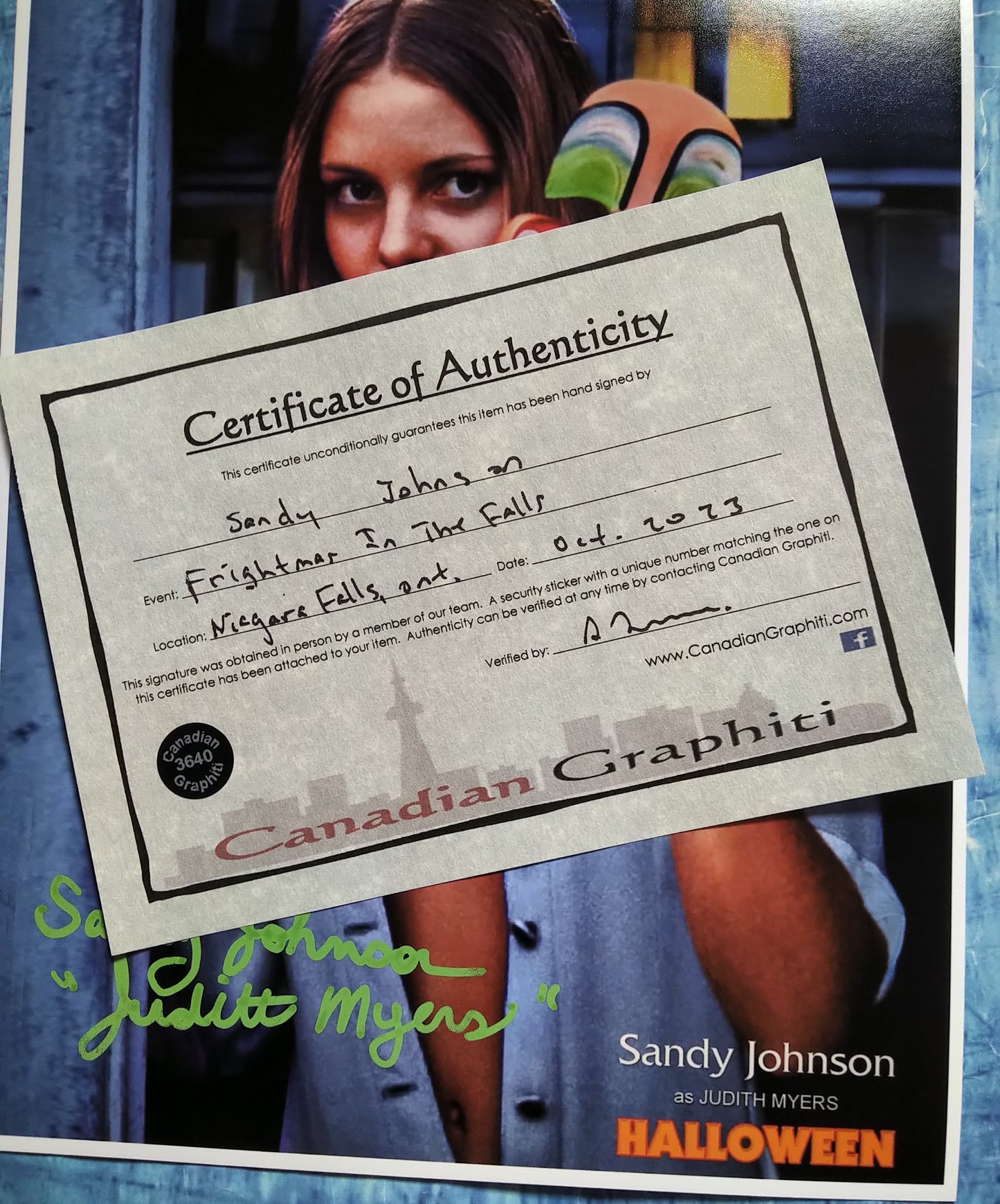 Sandy Johnson Hand Signed Autograph 8x10 Photo COA Halloween