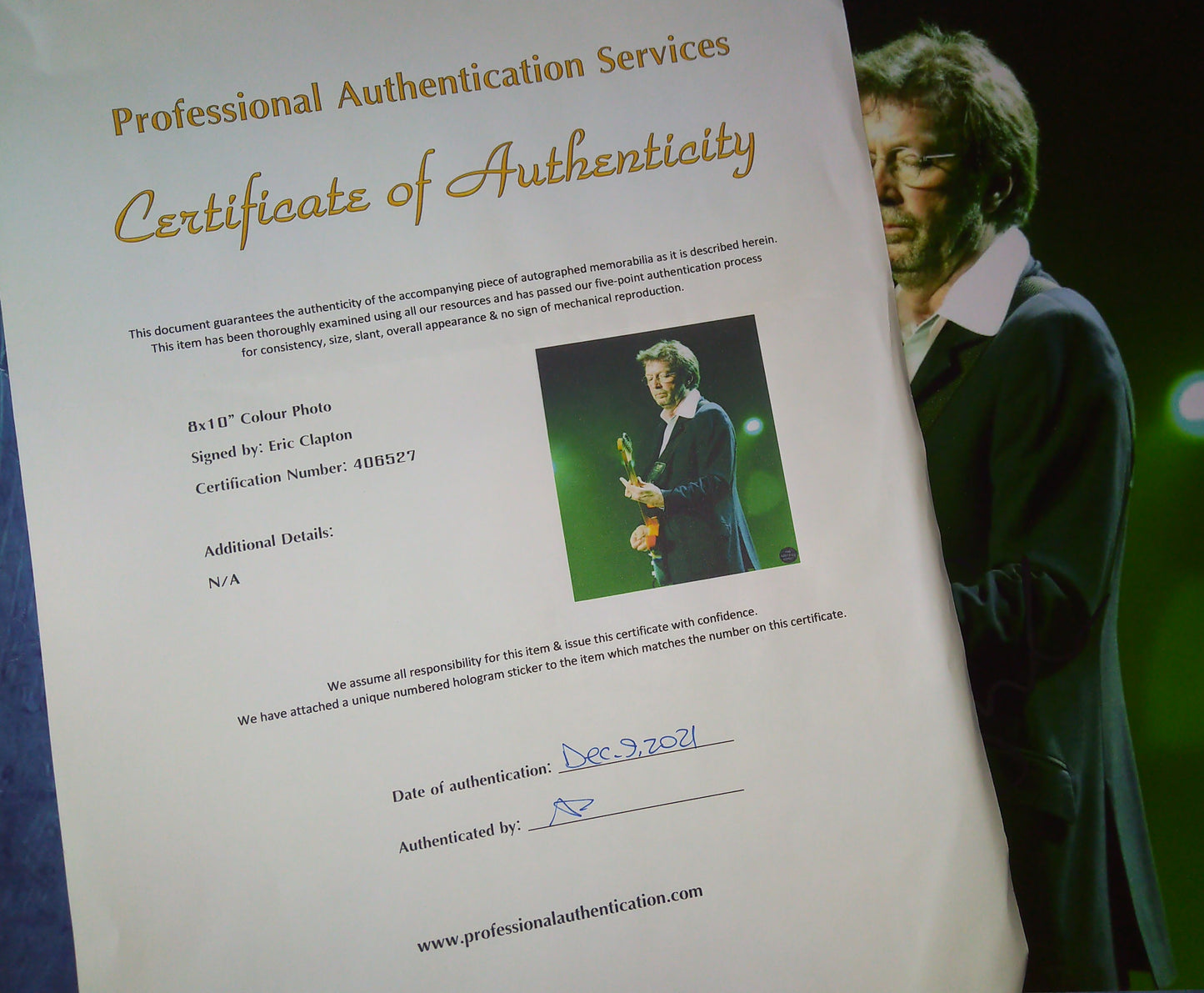 Eric Clapton Hand Signed Autograph 8x10 Photo COA