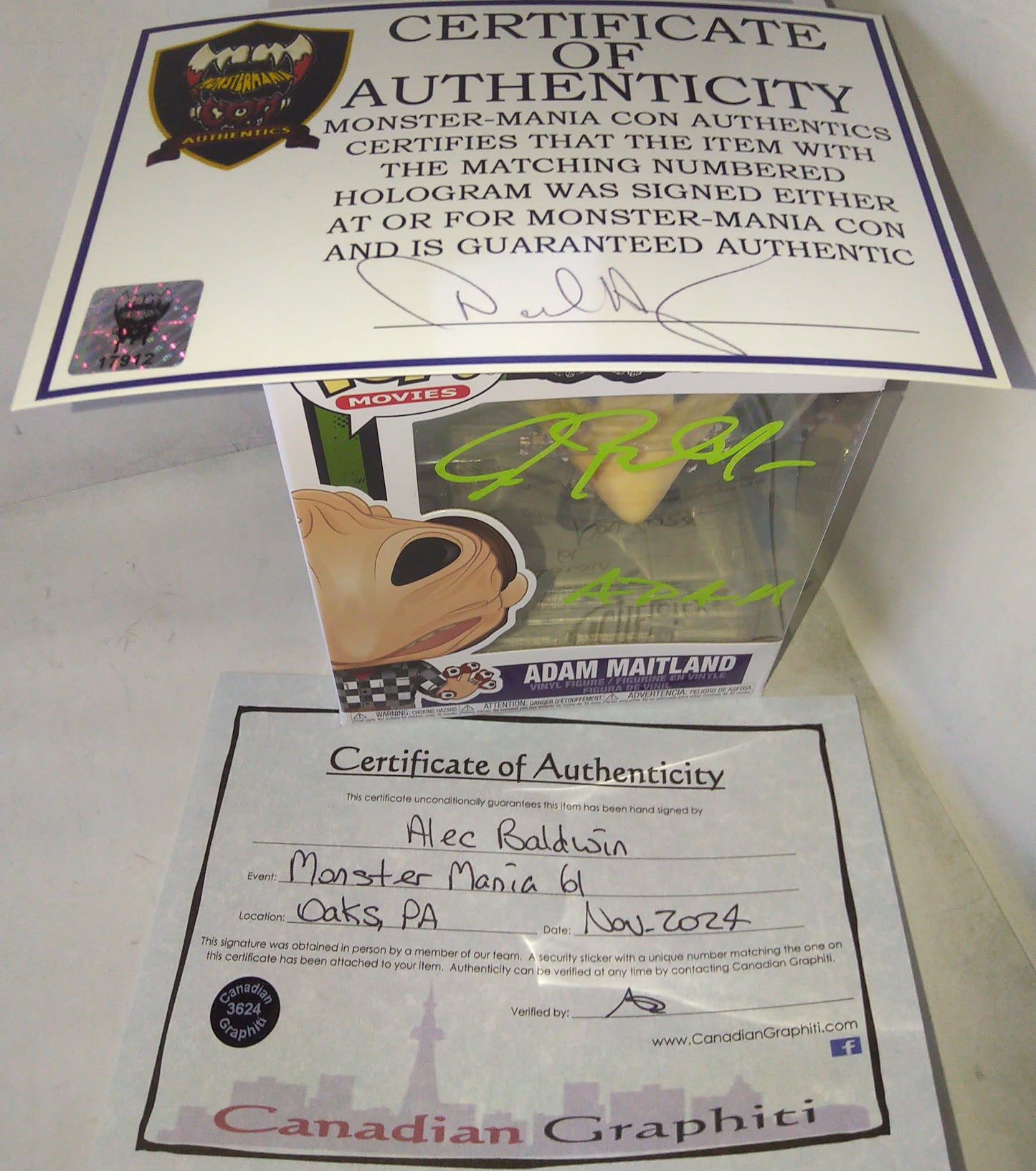 Alec Baldwin Hand Signed Autograph Beetlejuice Funko Pop COA