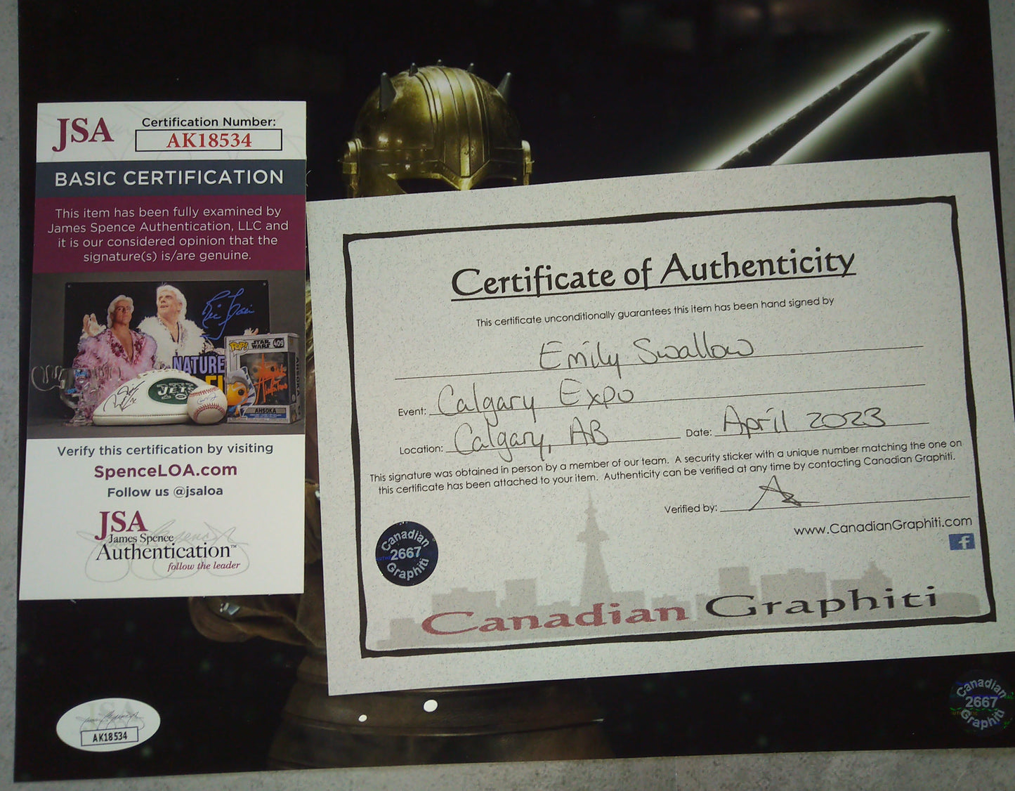 Emily Swallow Hand Signed Autograph 8x10 Photo COA + JSA The Mandalorian