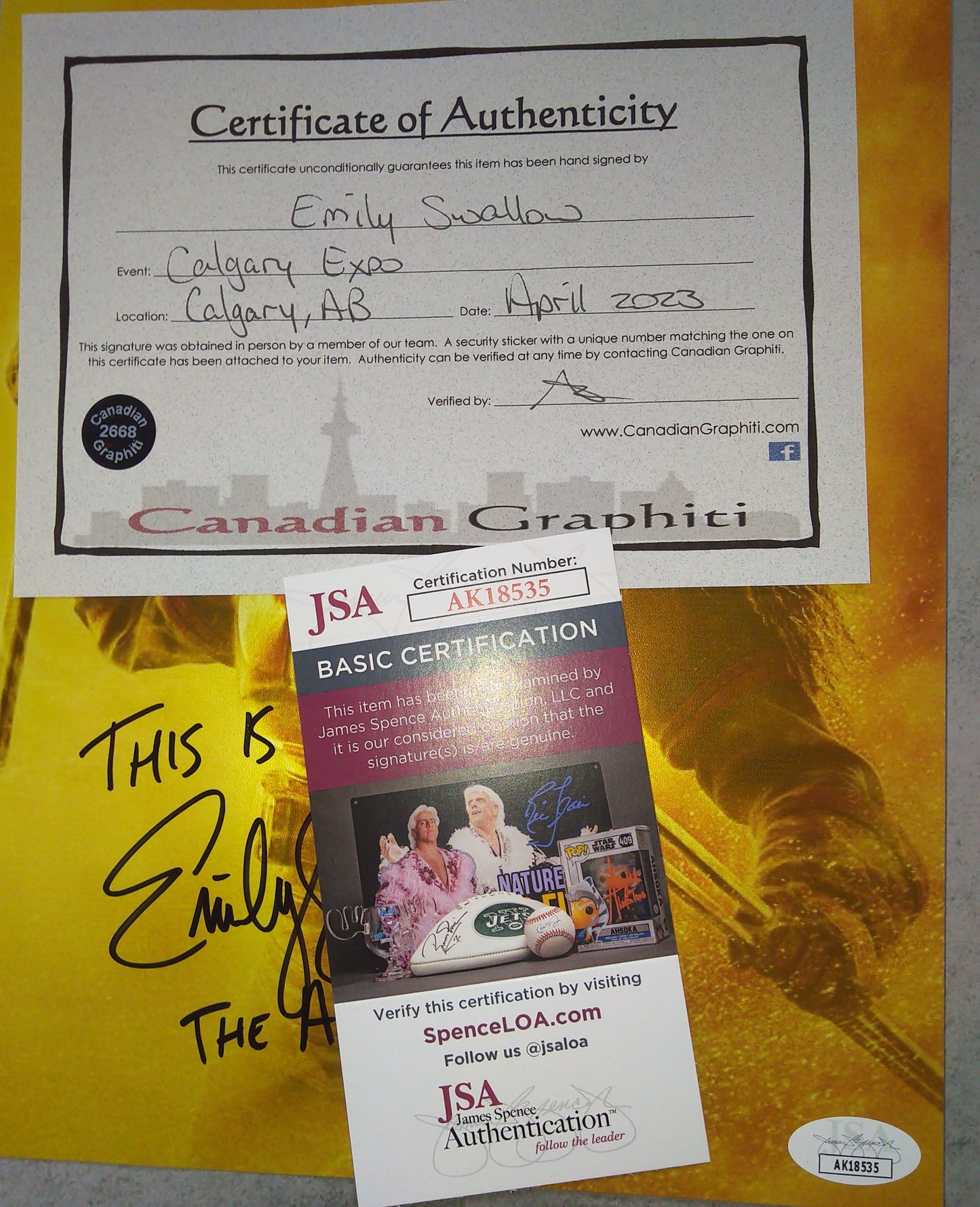 Emily Swallow Hand Signed Autograph 8x10 Photo COA + JSA The Mandalorian