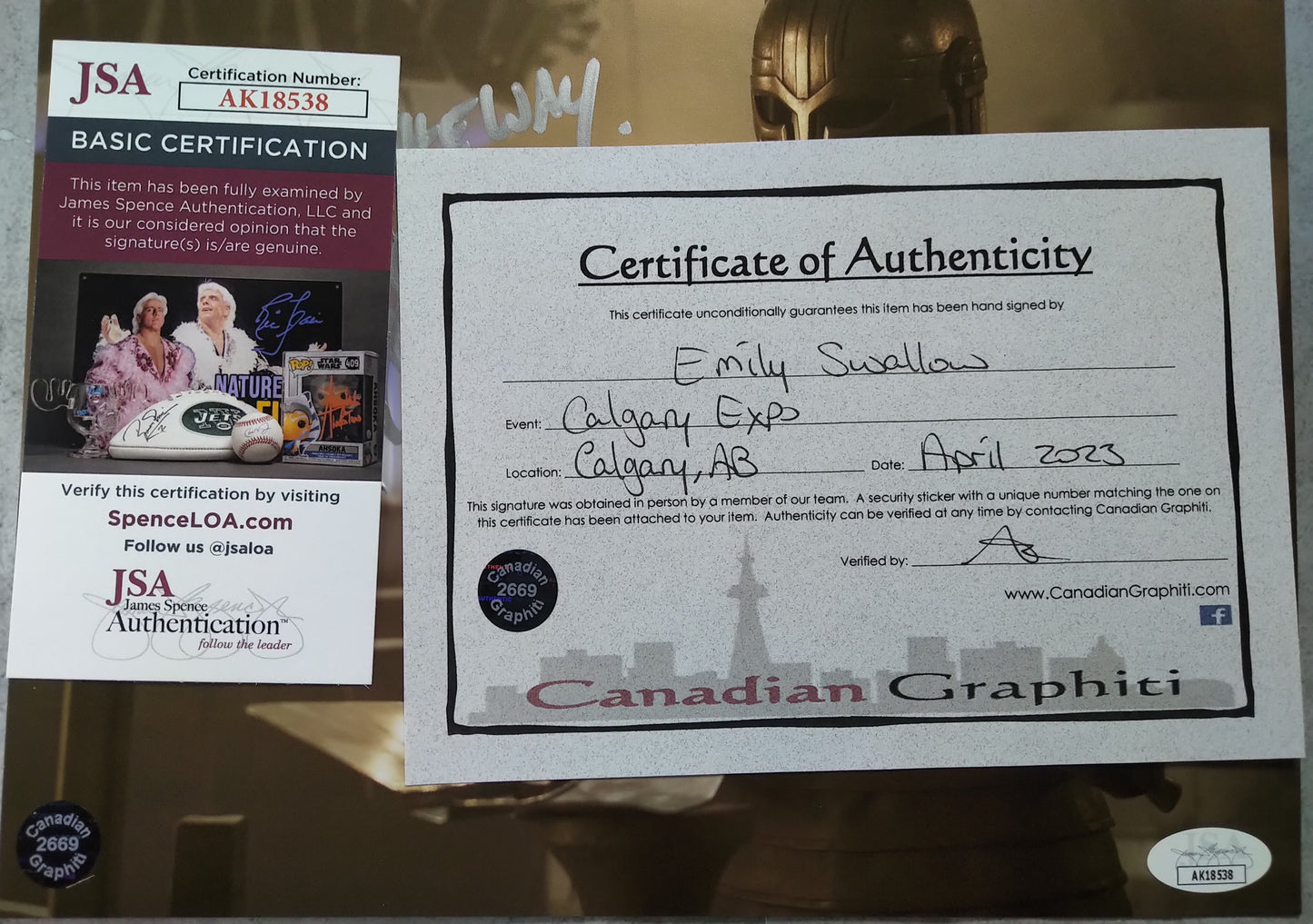 Emily Swallow Hand Signed Autograph 8x10 Photo COA + JSA The Mandalorian