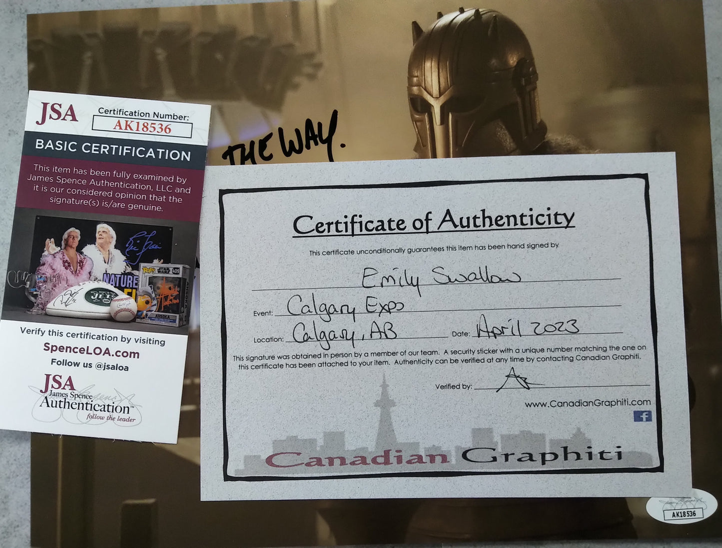 Emily Swallow Hand Signed Autograph 8x10 Photo COA + JSA The Mandalorian
