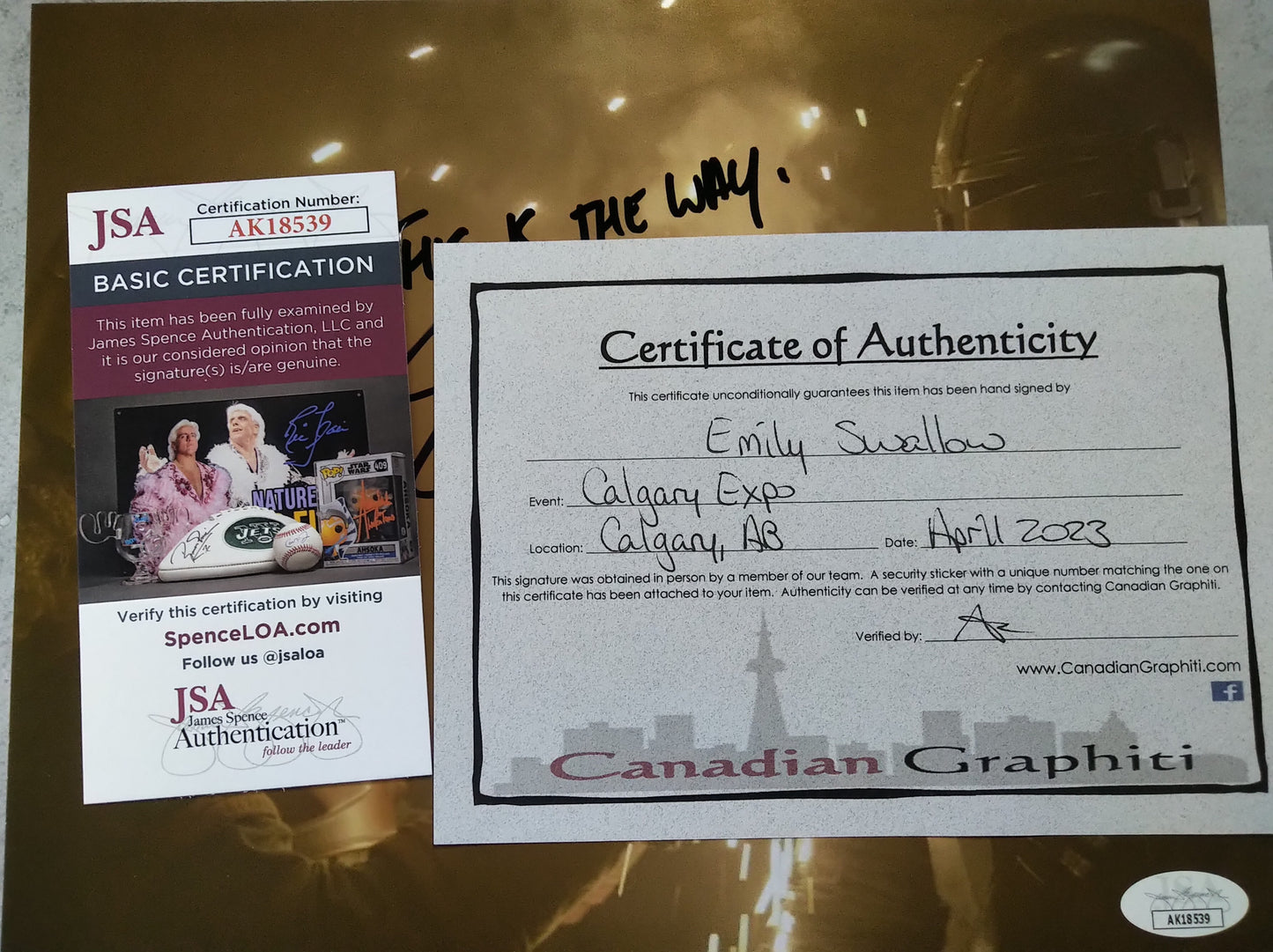 Emily Swallow Hand Signed Autograph 8x10 Photo COA + JSA The Mandalorian