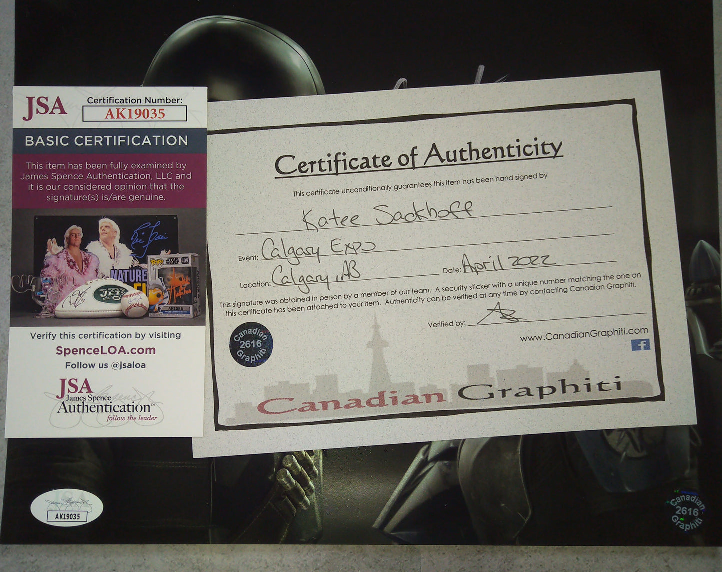 Katee Sackhoff Hand Signed Autograph 8x10 Photo COA + JSA The Mandalorian