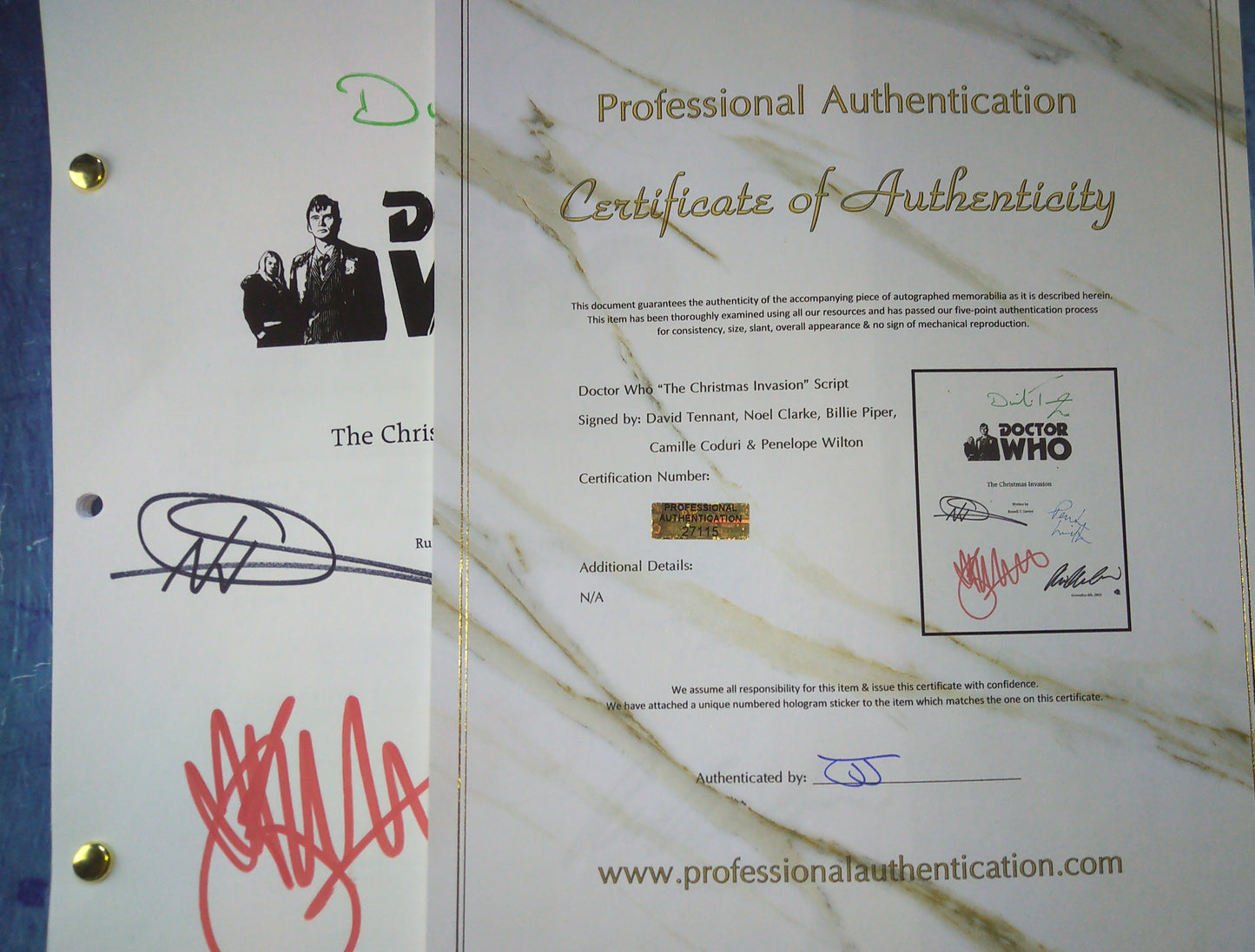 Doctor Who 5x Cast Hand Signed Autograph Script COA