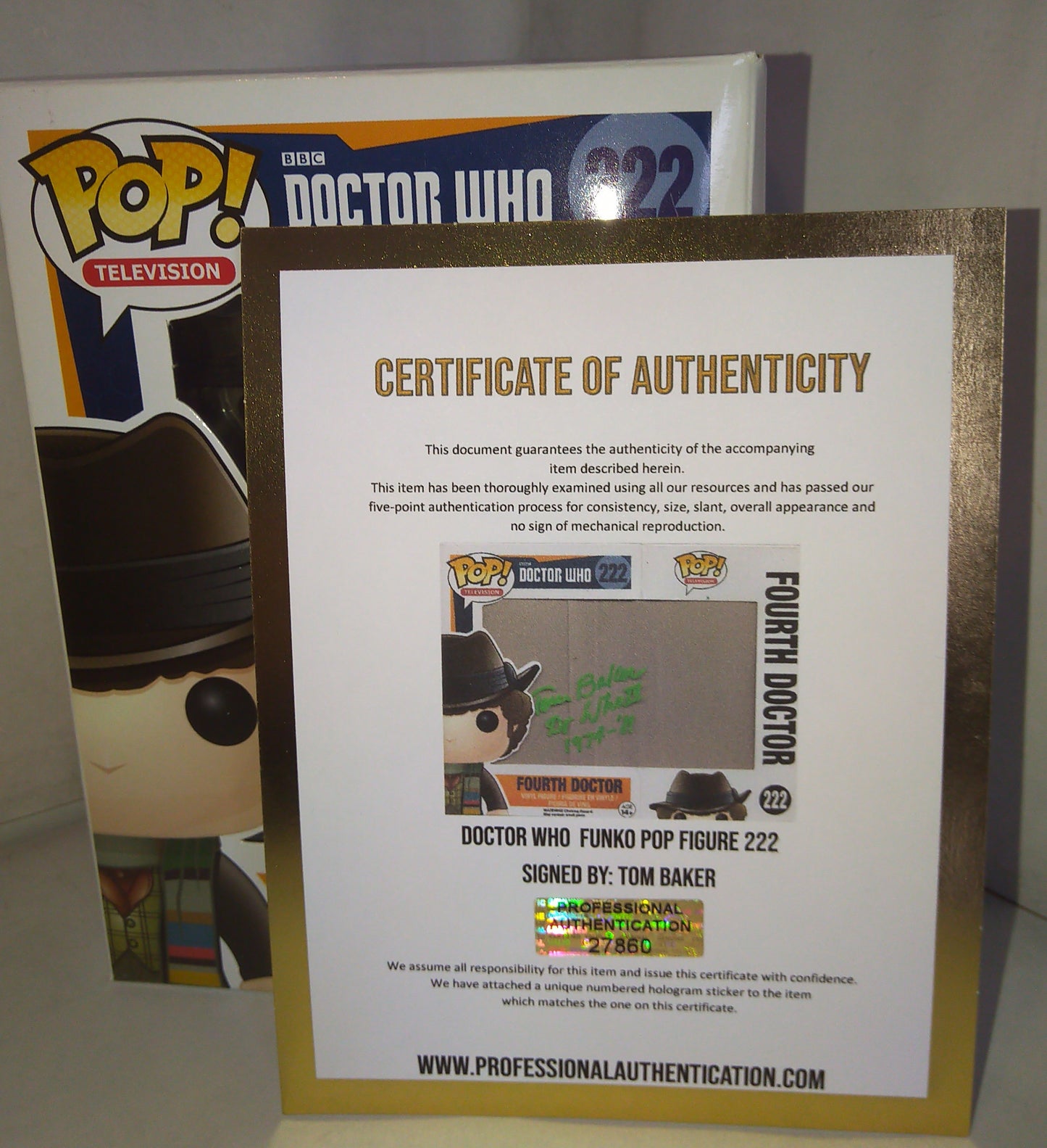 Tom Baker Hand Signed Autograph Doctor Who Funko Pop COA