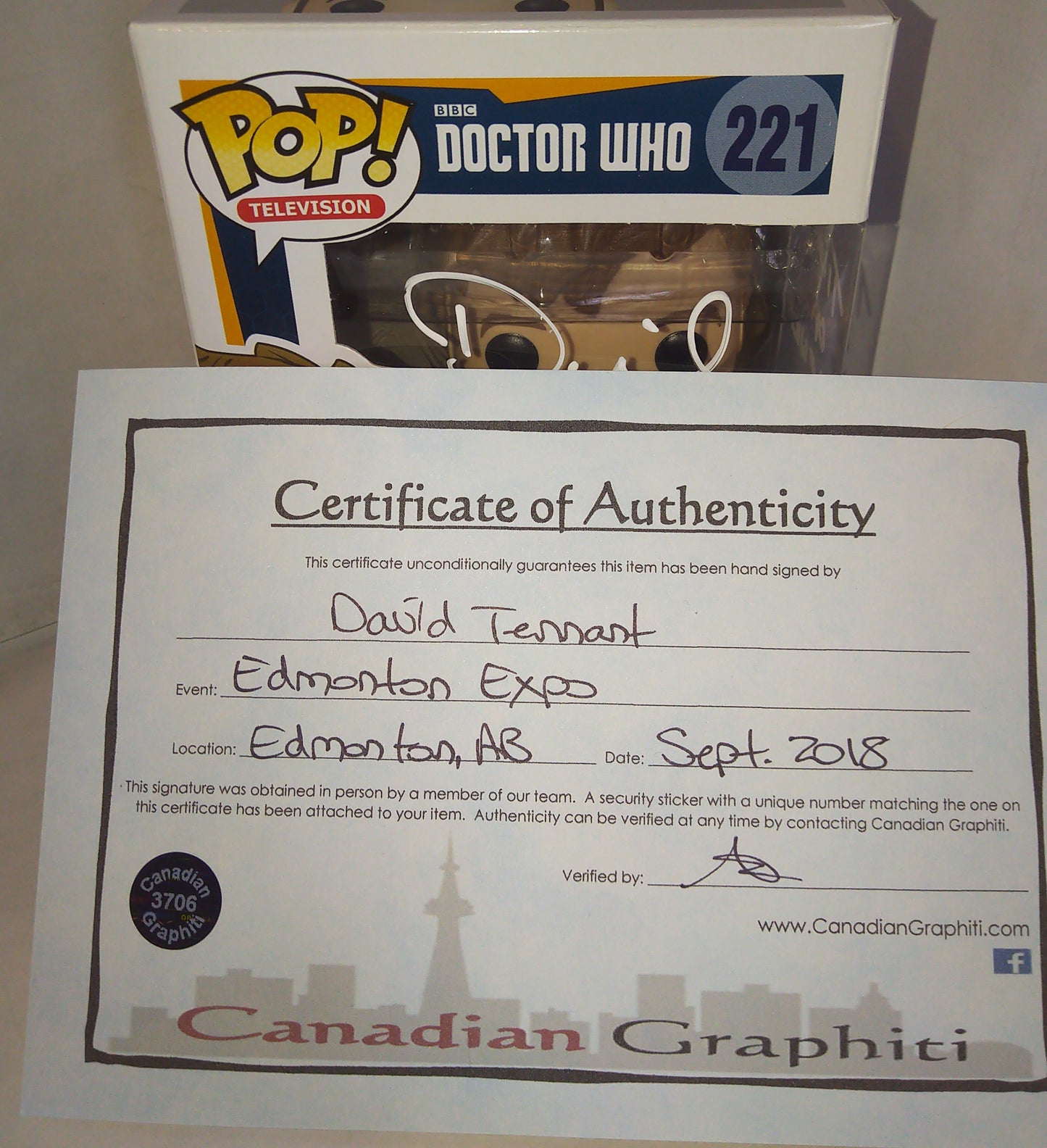 David Tennant Hand Signed Autograph Doctor Who Funko Pop COA
