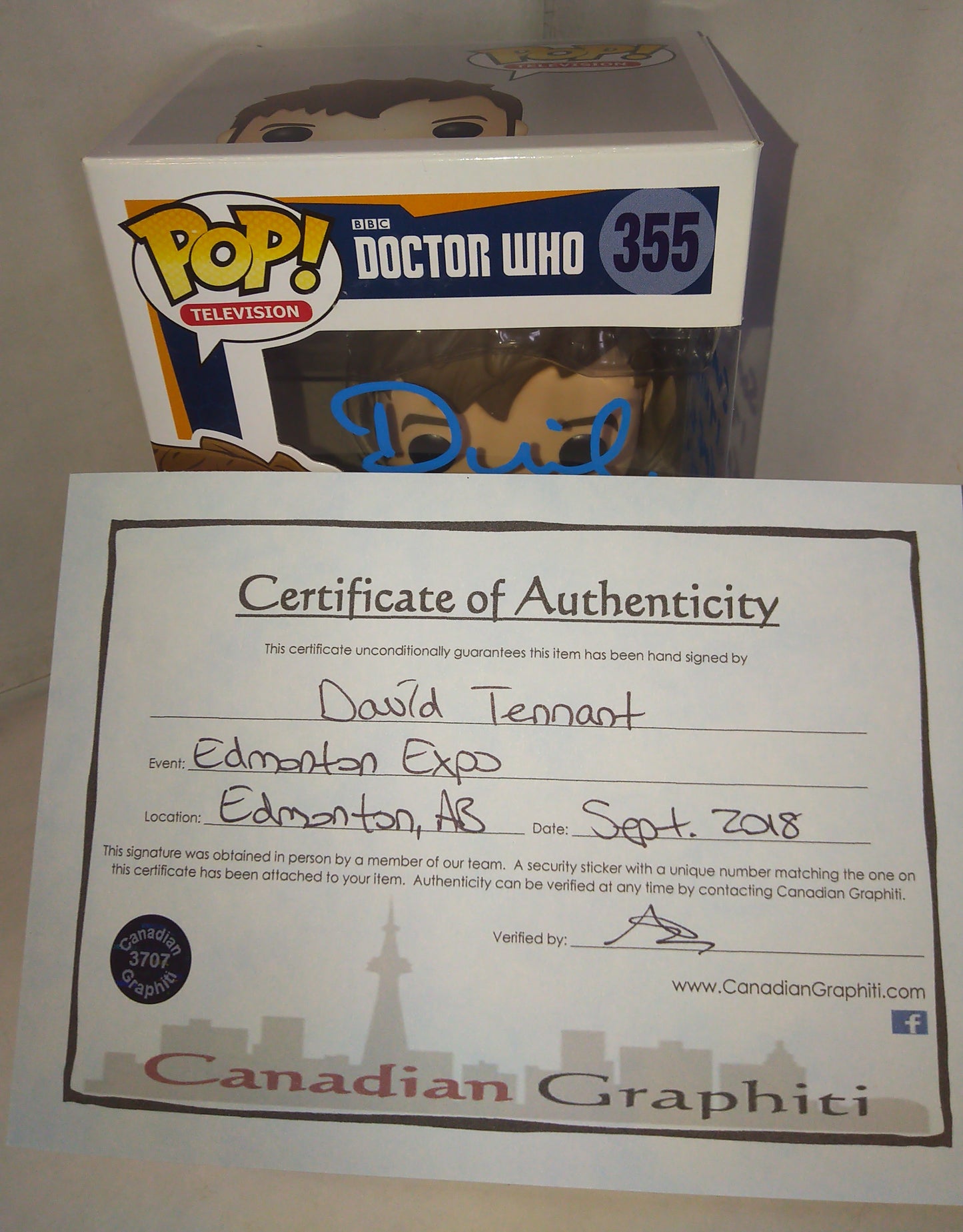 David Tennant Hand Signed Autograph Doctor Who Funko Pop COA