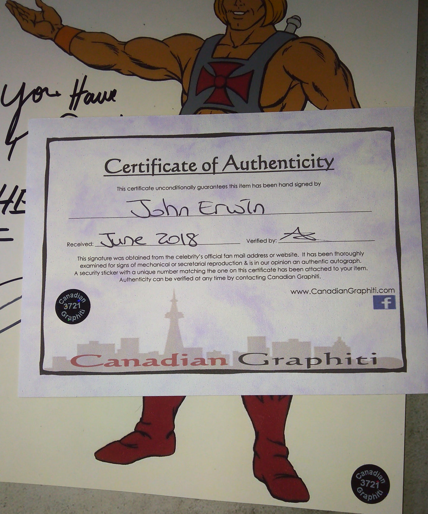 John Erwin Hand Signed Autograph 8x10 Photo COA He-man