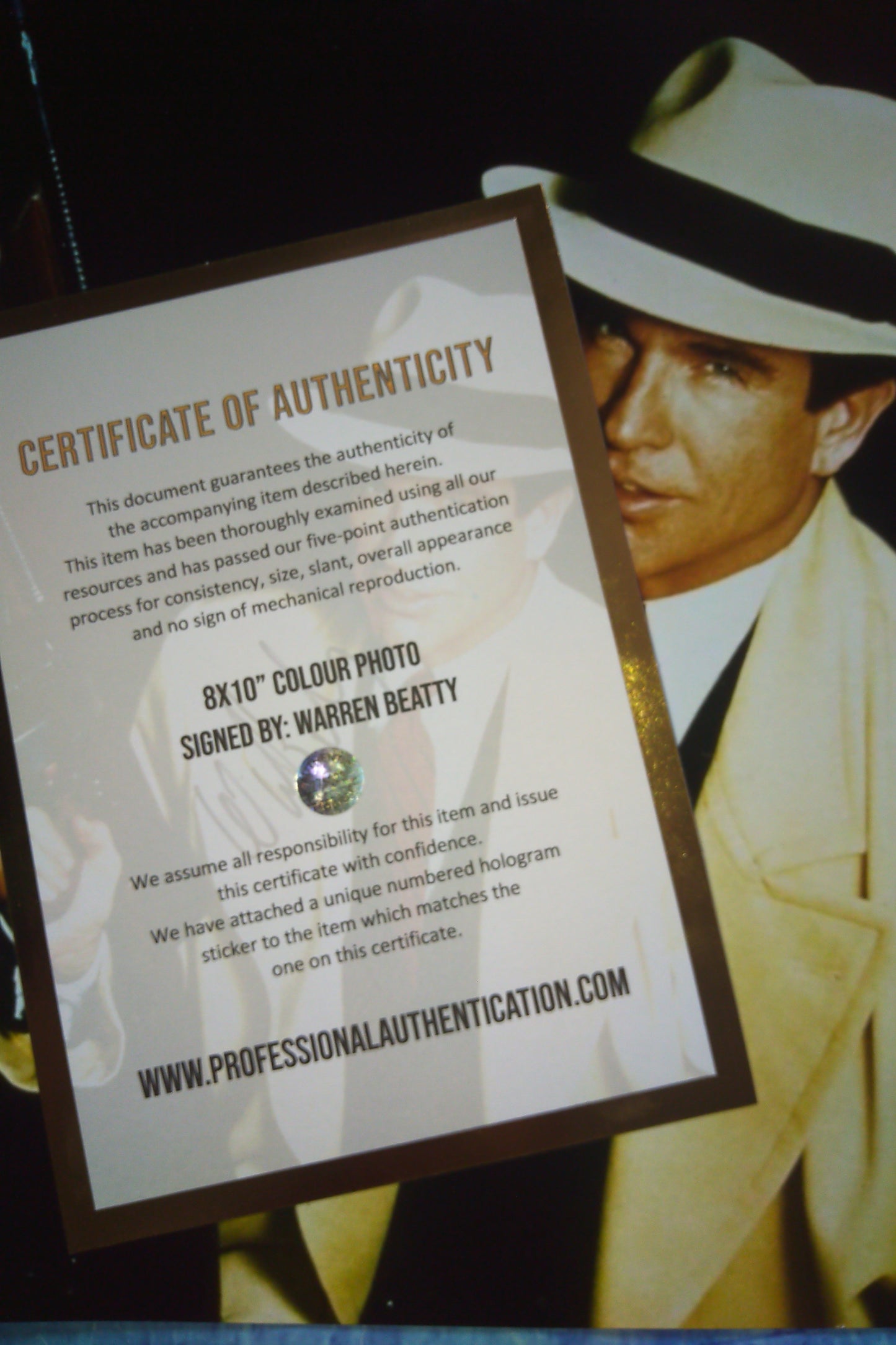 Warren Beatty Hand Signed Autograph 8x10 Photo COA Dick Tracy