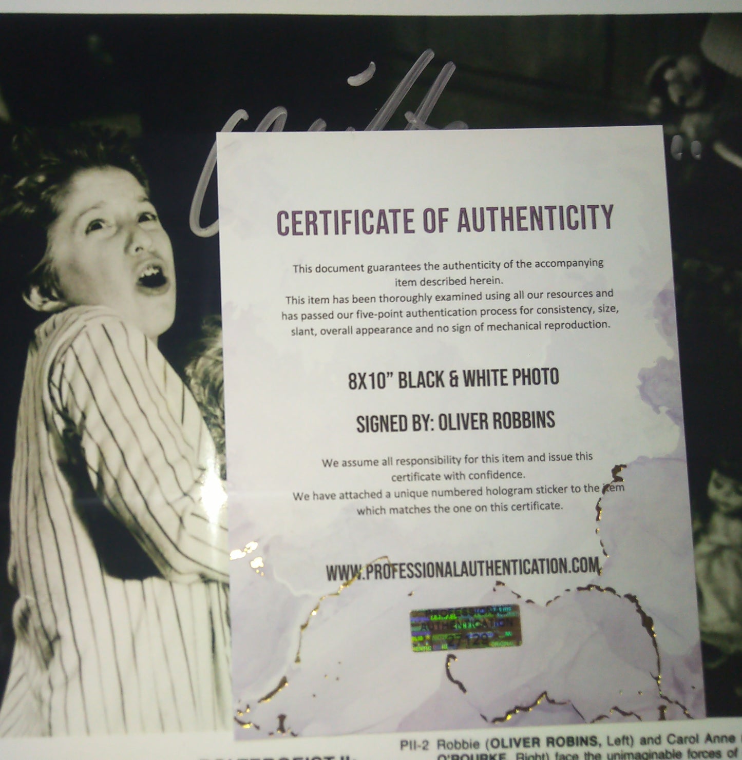 Oliver Robbins Hand Signed Autograph 8x10 Photo COA Poltergeist