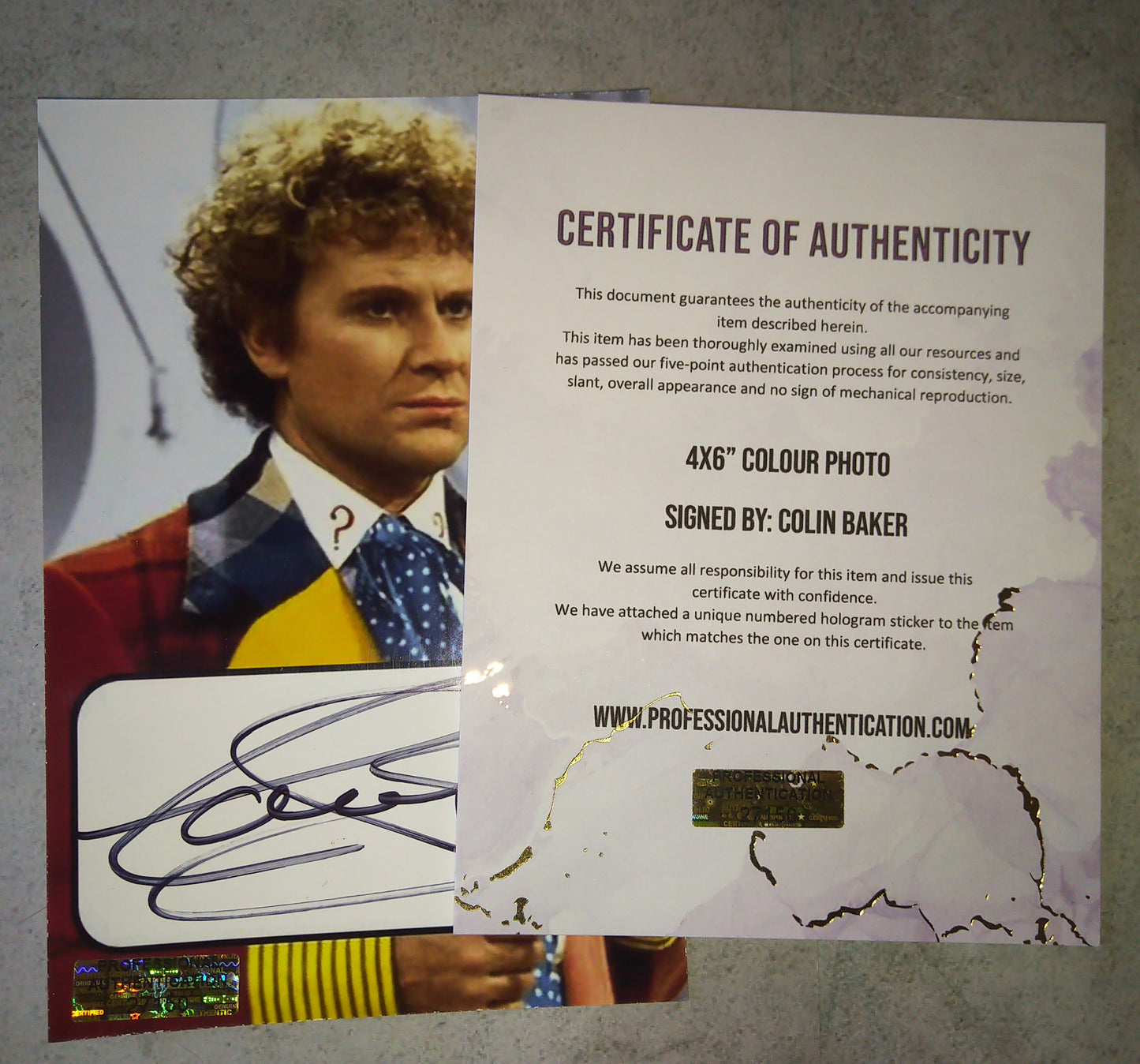 Colin Baker Hand Signed Autograph Photo COA Doctor Who