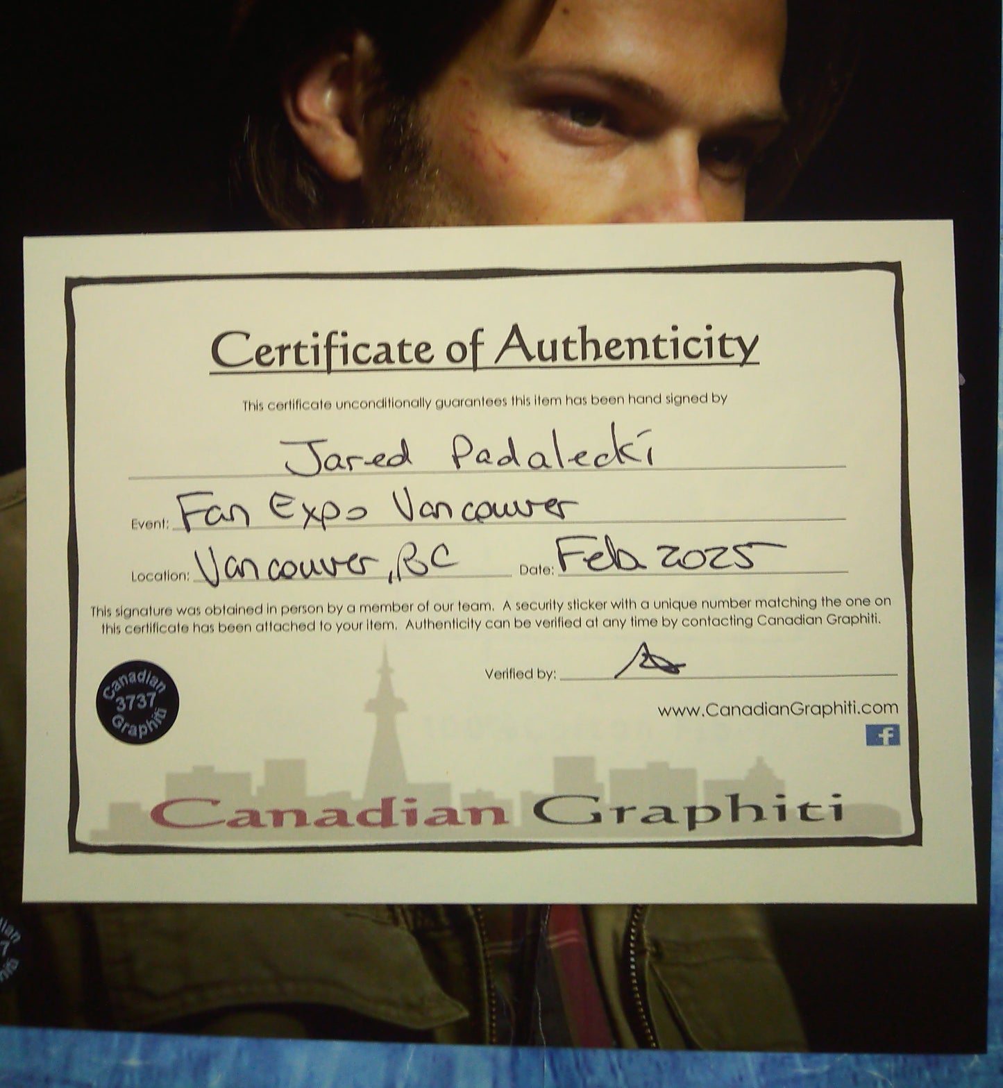 Jared Padalecki Hand Signed Autograph 8x10 Photo COA Supernatural