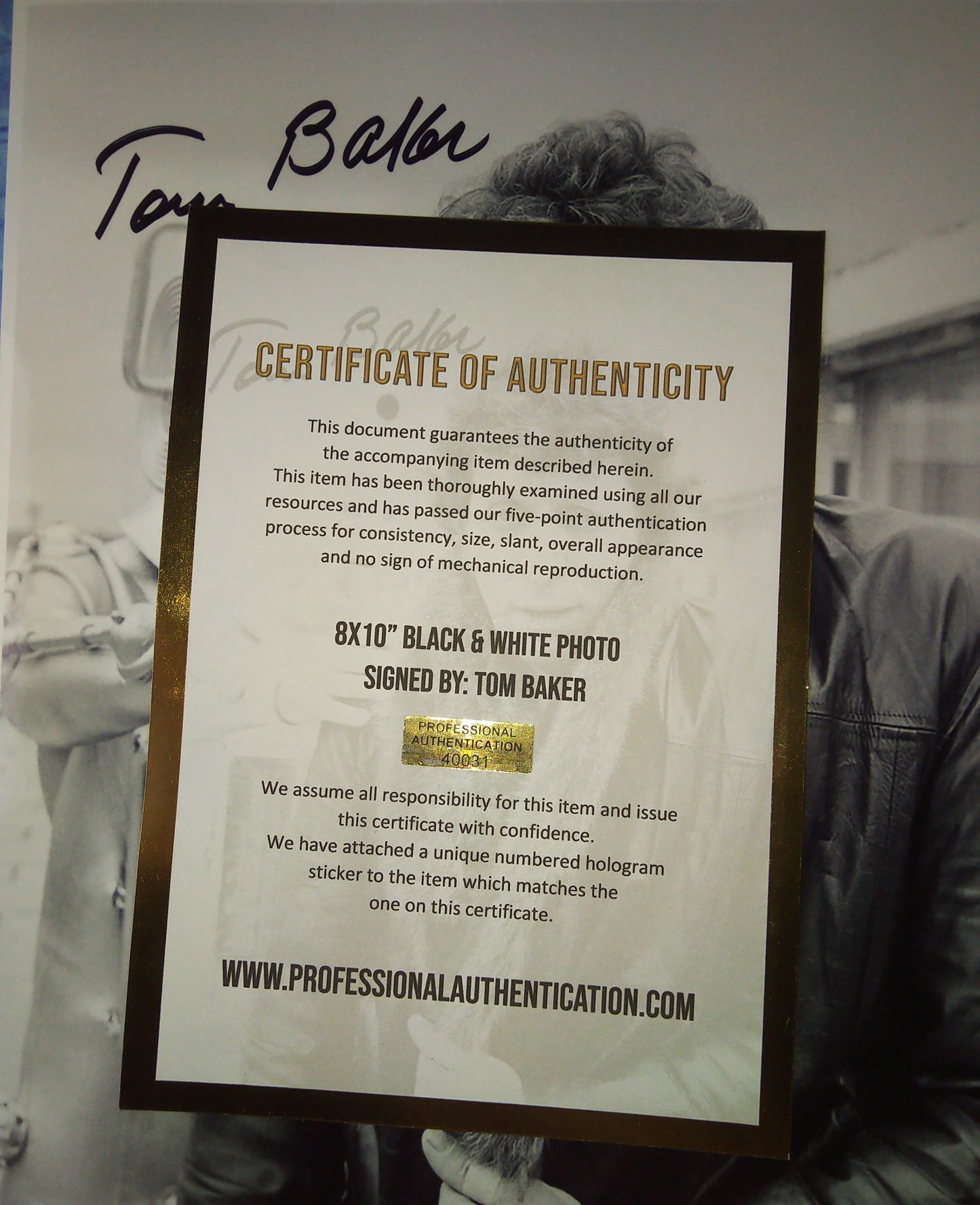 Tom Baker Hand Signed Autograph 8x10 Photo COA Doctor Who