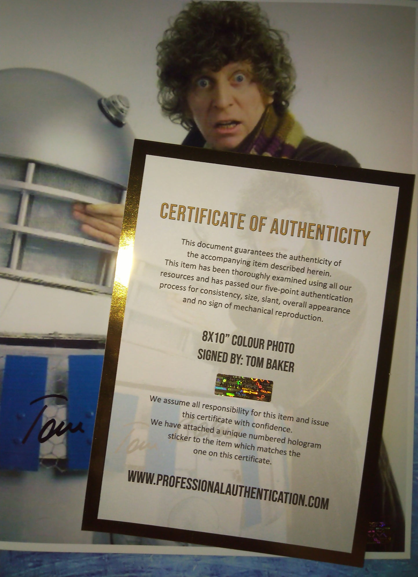 Tom Baker Hand Signed Autograph 8x10 Photo COA Doctor Who