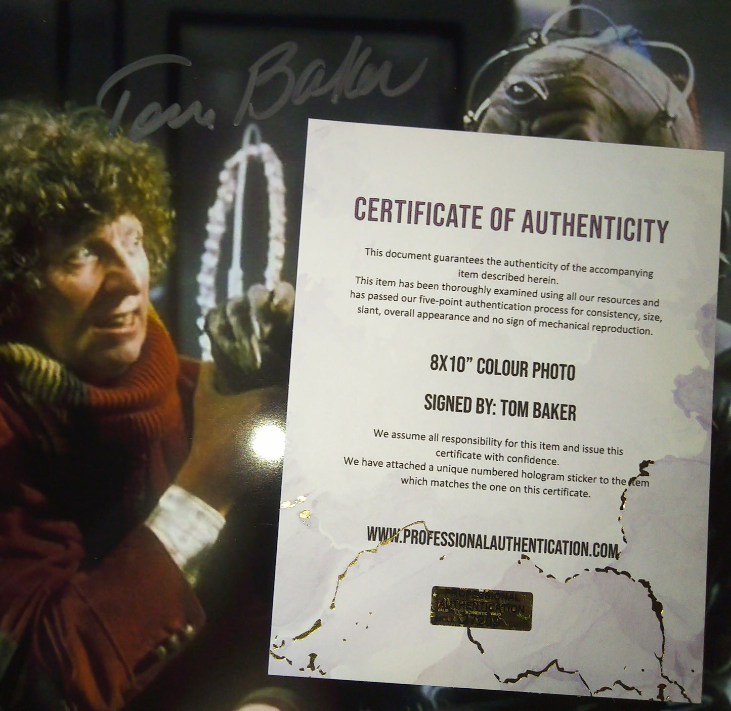 Tom Baker Hand Signed Autograph 8x10 Photo COA Doctor Who