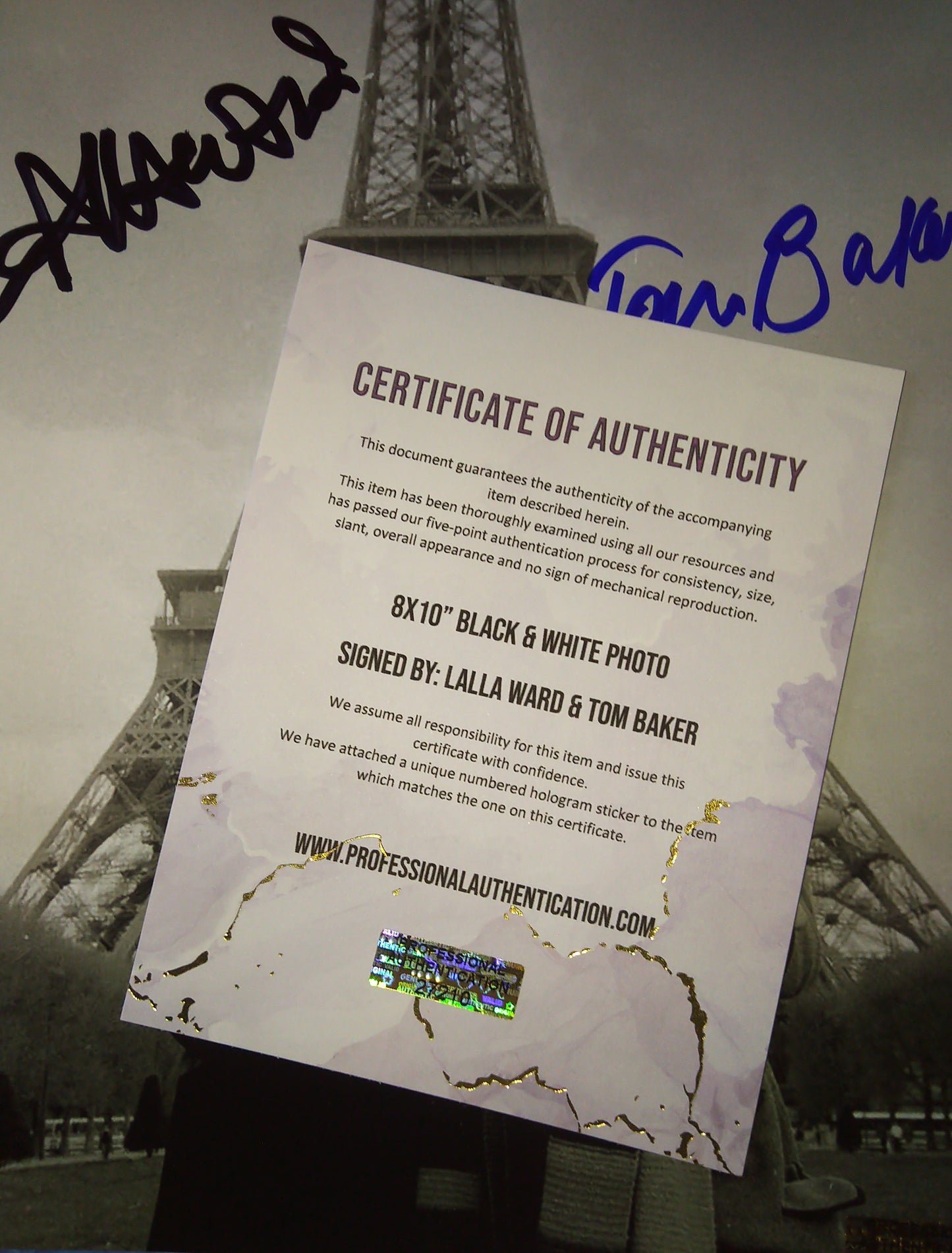 Lalla Ward & Tom Baker Hand Signed Autograph 8x10 Photo COA Doctor Who