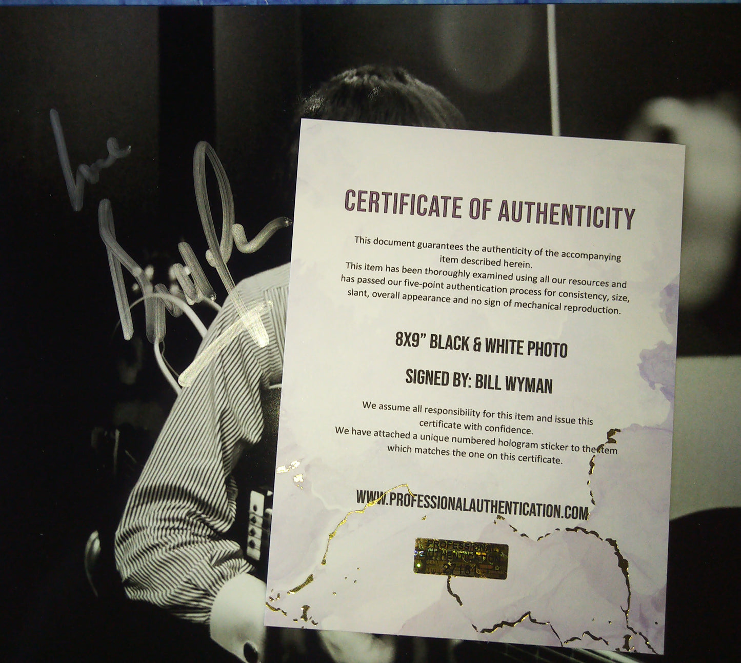 Bill Wyman Hand Signed Autograph 8x9 Photo COA Rolling Stones