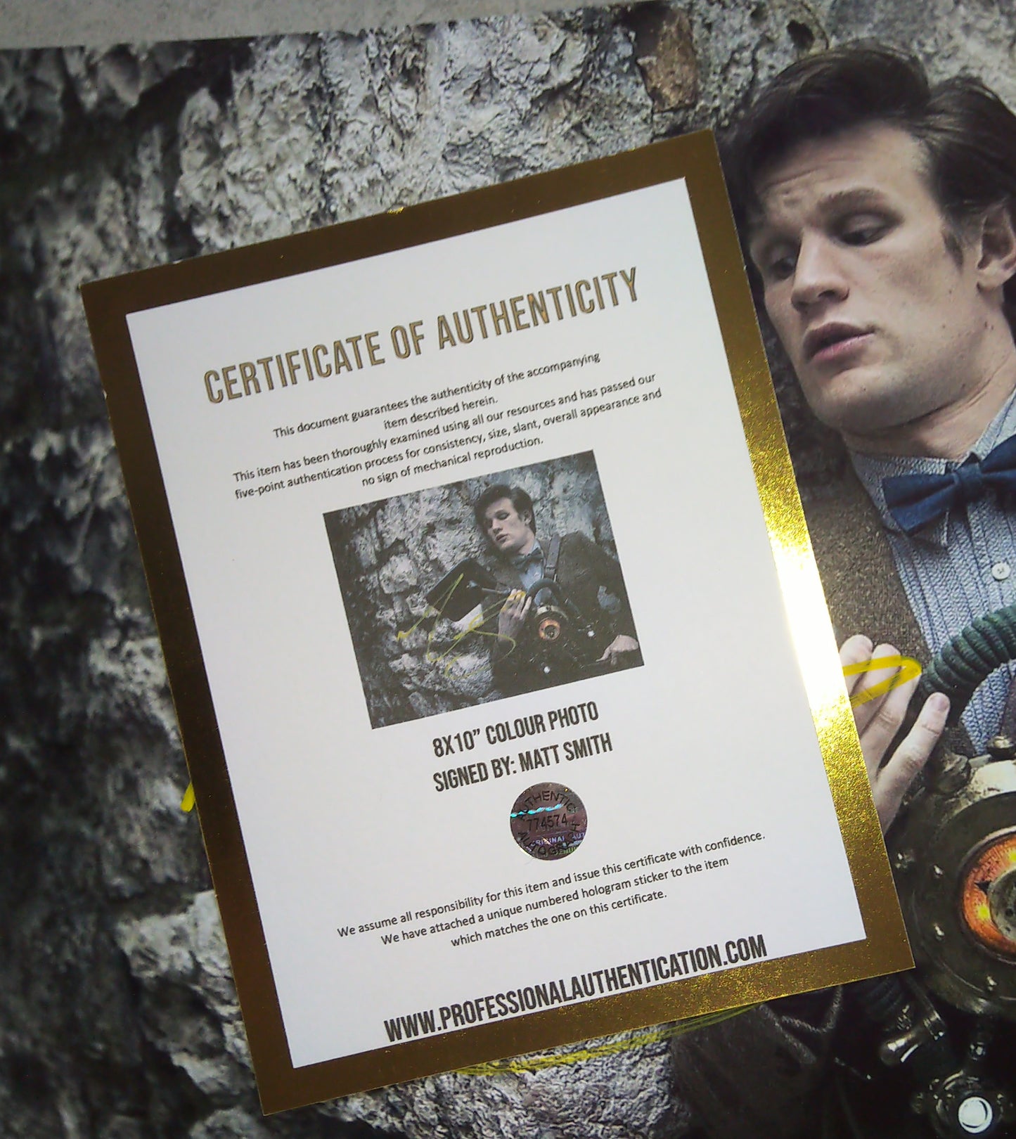 Matt Smith Hand Signed Autograph 8x10 Photo COA Doctor Who