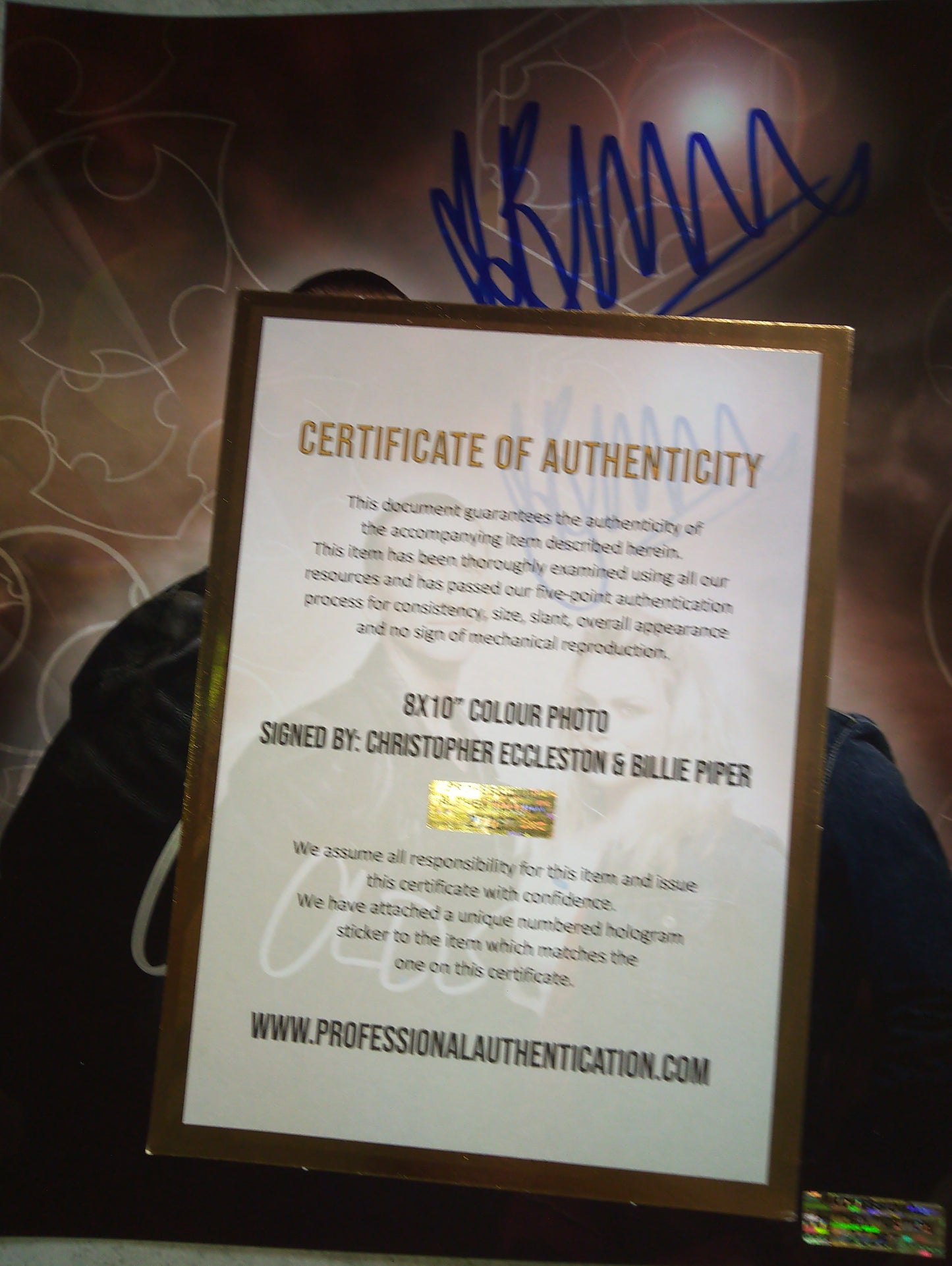 Billie Piper & Christopher Eccleston Hand Signed Autograph 8x10 Photo COA Doctor Who