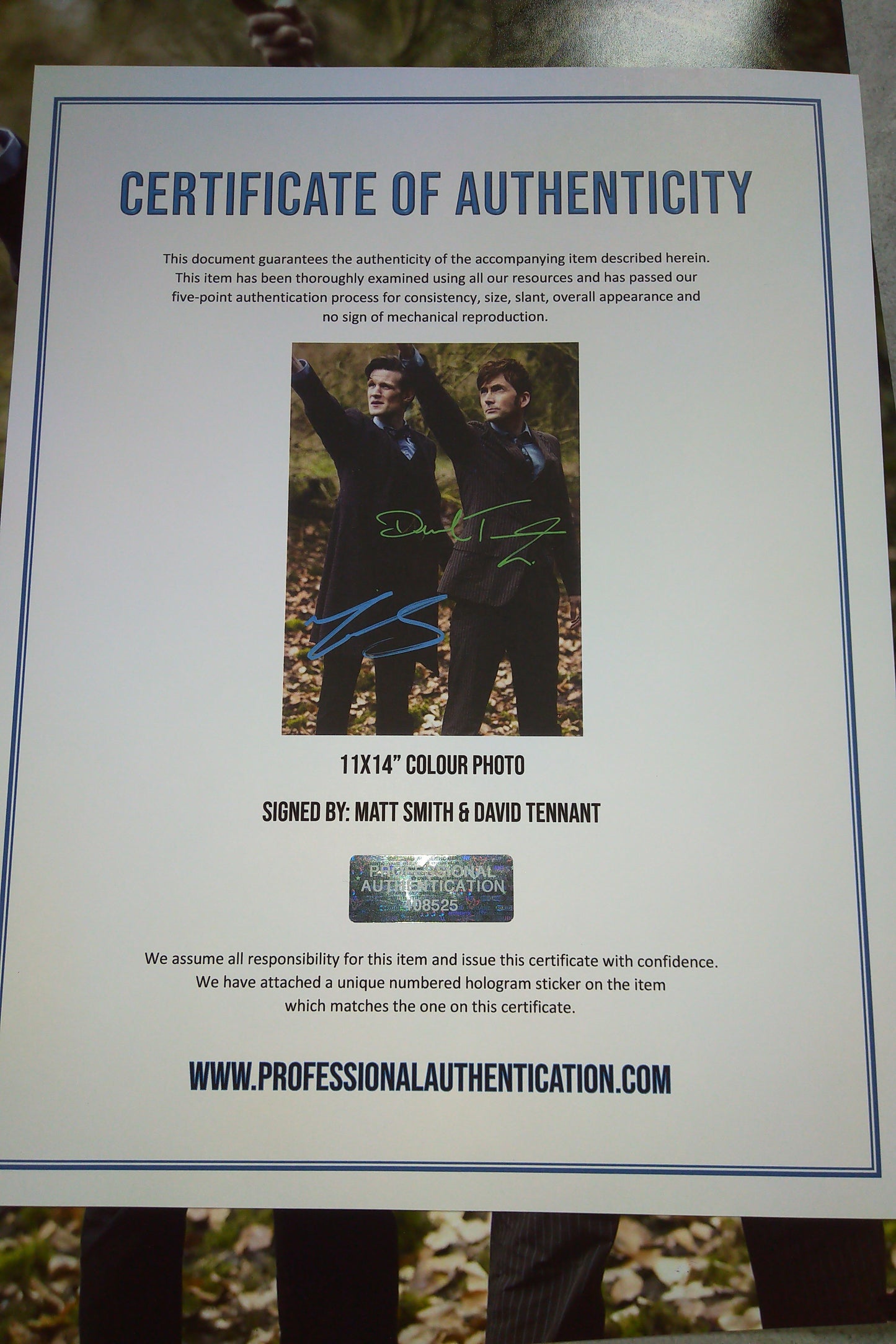 David Tennant & Matt Smith Hand Signed Autograph 11x14 Photo COA Doctor Who