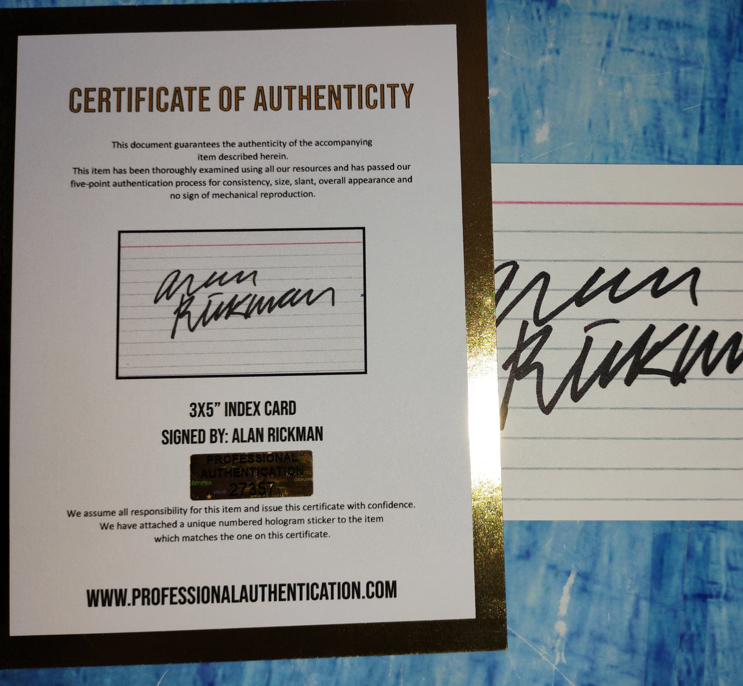 Alan Rickman Hand Signed Autograph Index Card COA