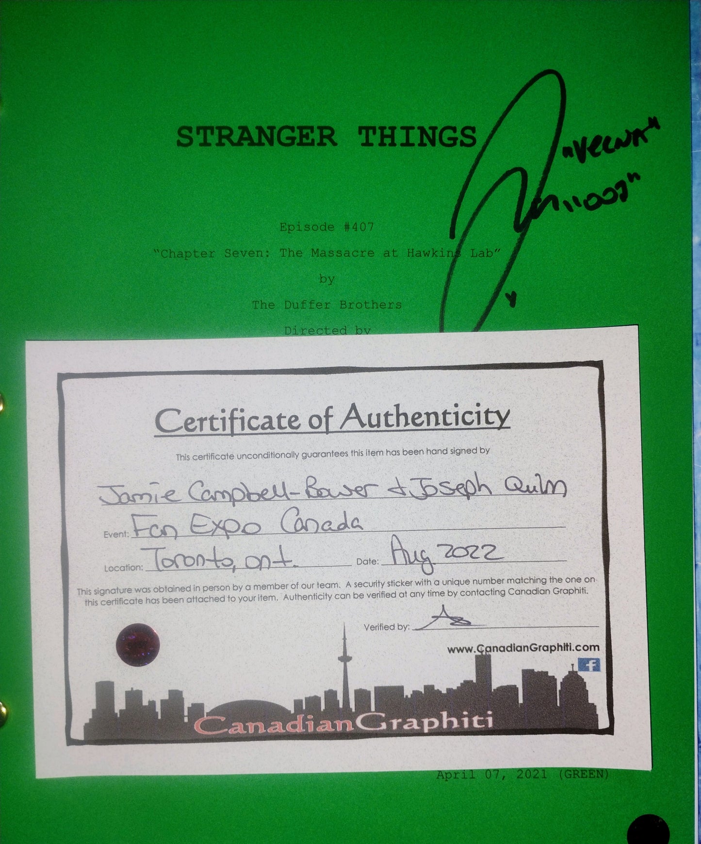 Joseph Quinn & Jamie Campbell Bower Hand Signed Autograph Stranger Things Script COA