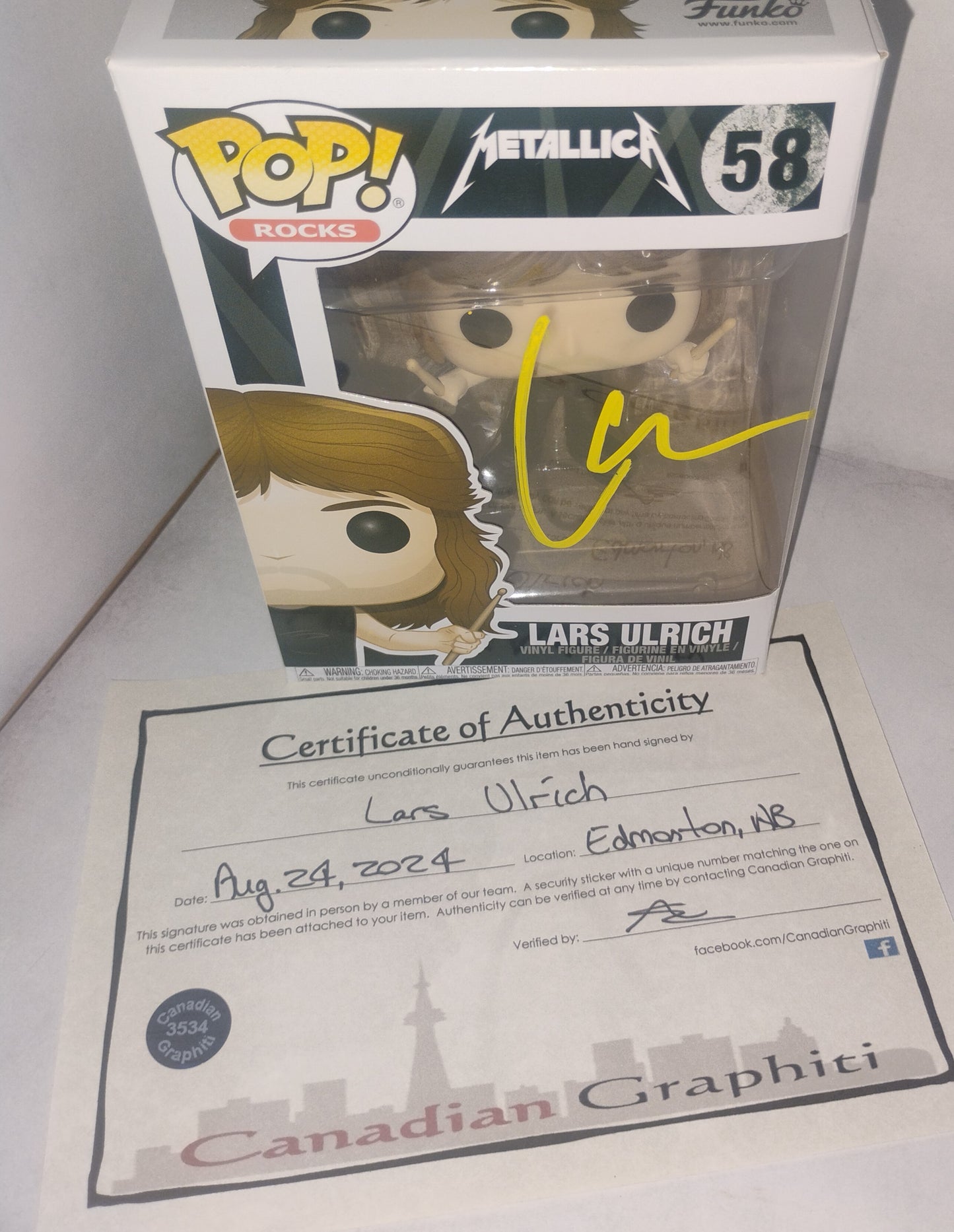 Lars Ulrich Hand Signed Autograph Metallica Funko Pop COA