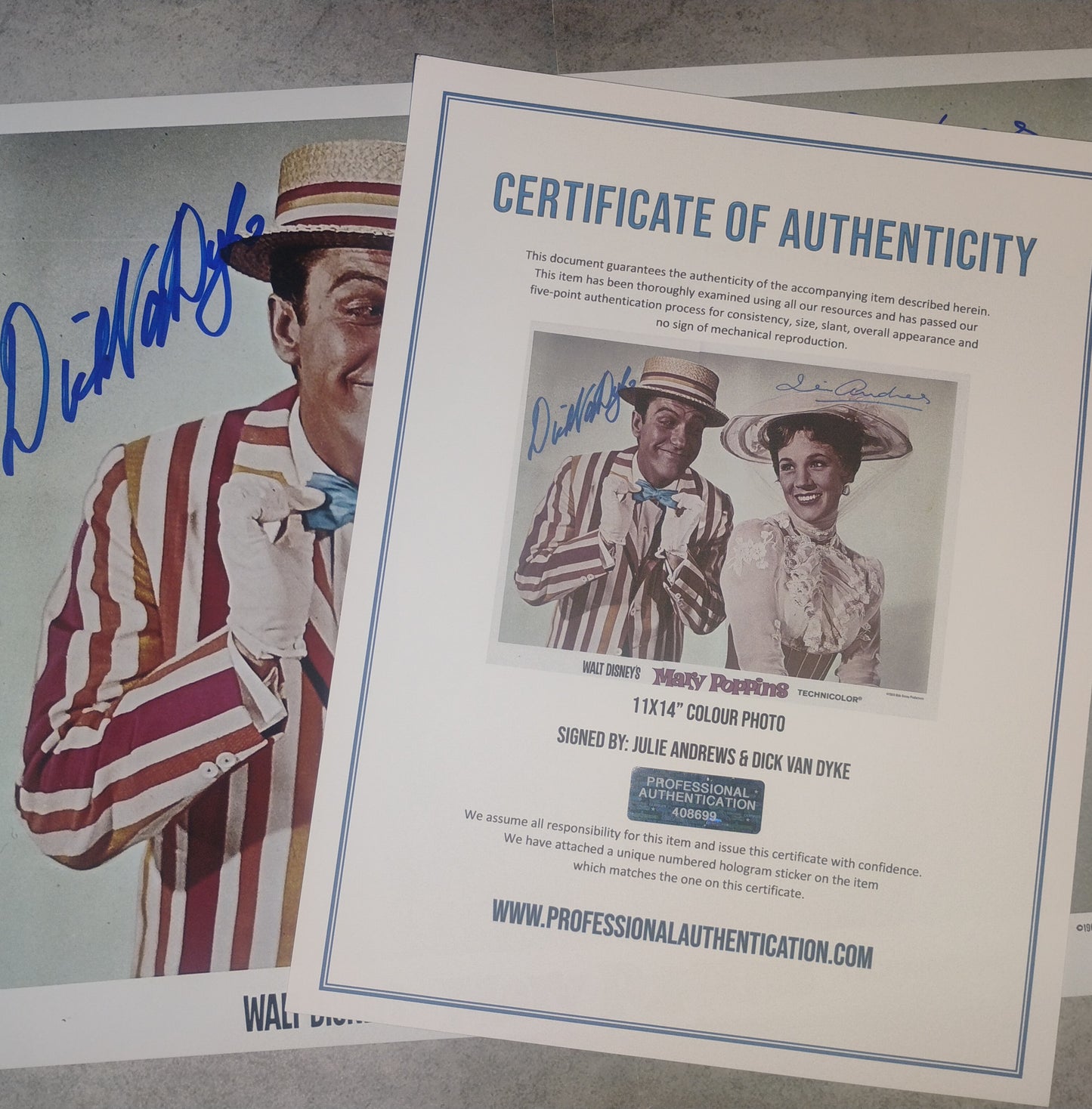 Julie Andrews & Dick Van Dyke Hand Signed Autograph 11x14 Photo COA Mary Poppins