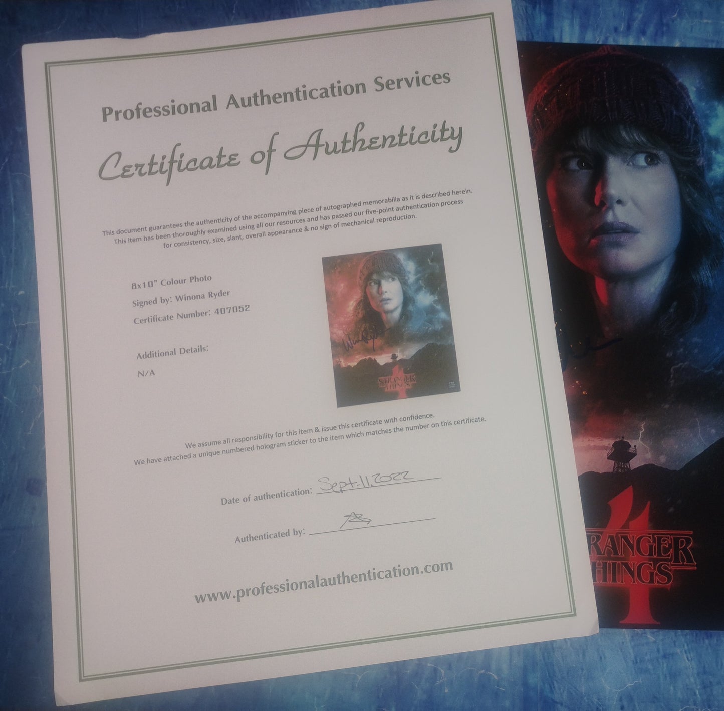 Winona Ryder Hand Signed Autograph 8x10 Photo COA Stranger Things