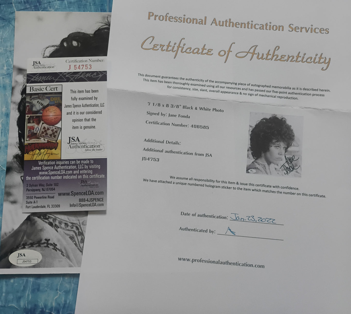 Jane Fonda Hand Signed Autograph Photo JSA COA