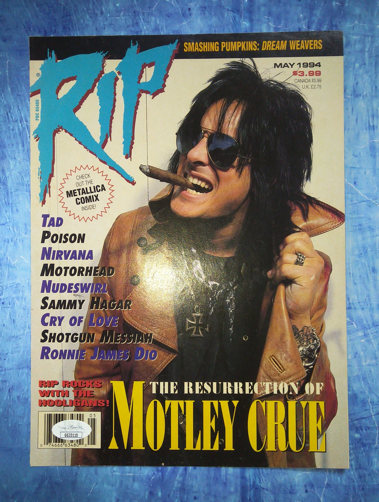 Nikki Sixx Hand Signed Autograph Gibson Guitar Ad JSA COA Motley Crue