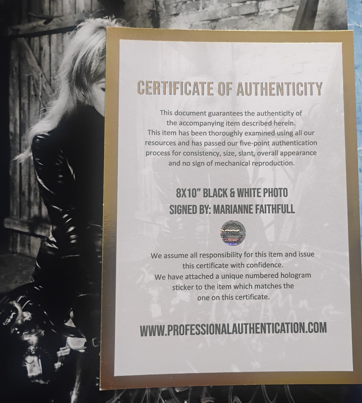 Marianne Faithfull Hand Signed Autograph 8x10 Photo COA