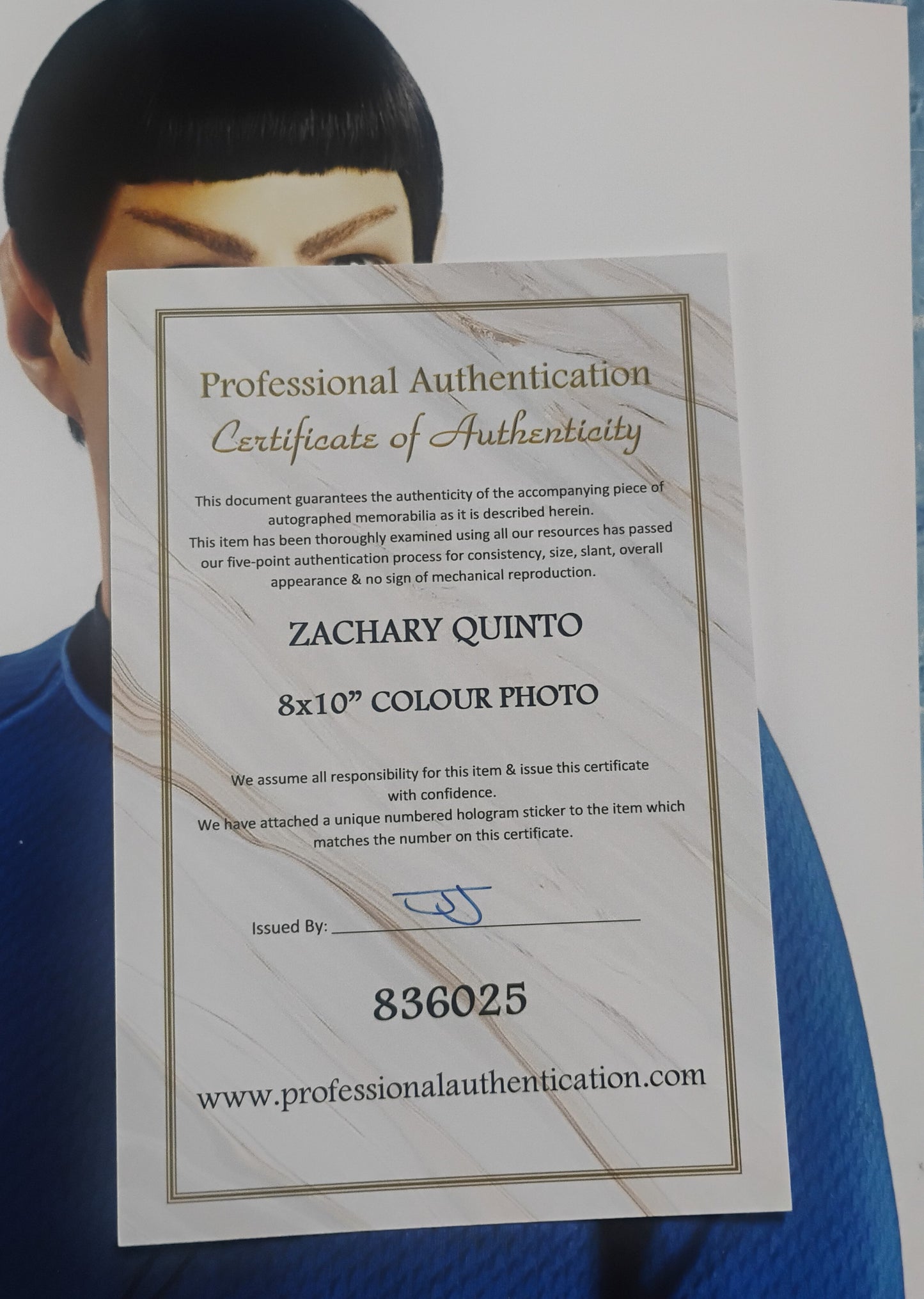 Zachary Quinto Hand Signed Autograph 8x10 Photo COA Star Trek