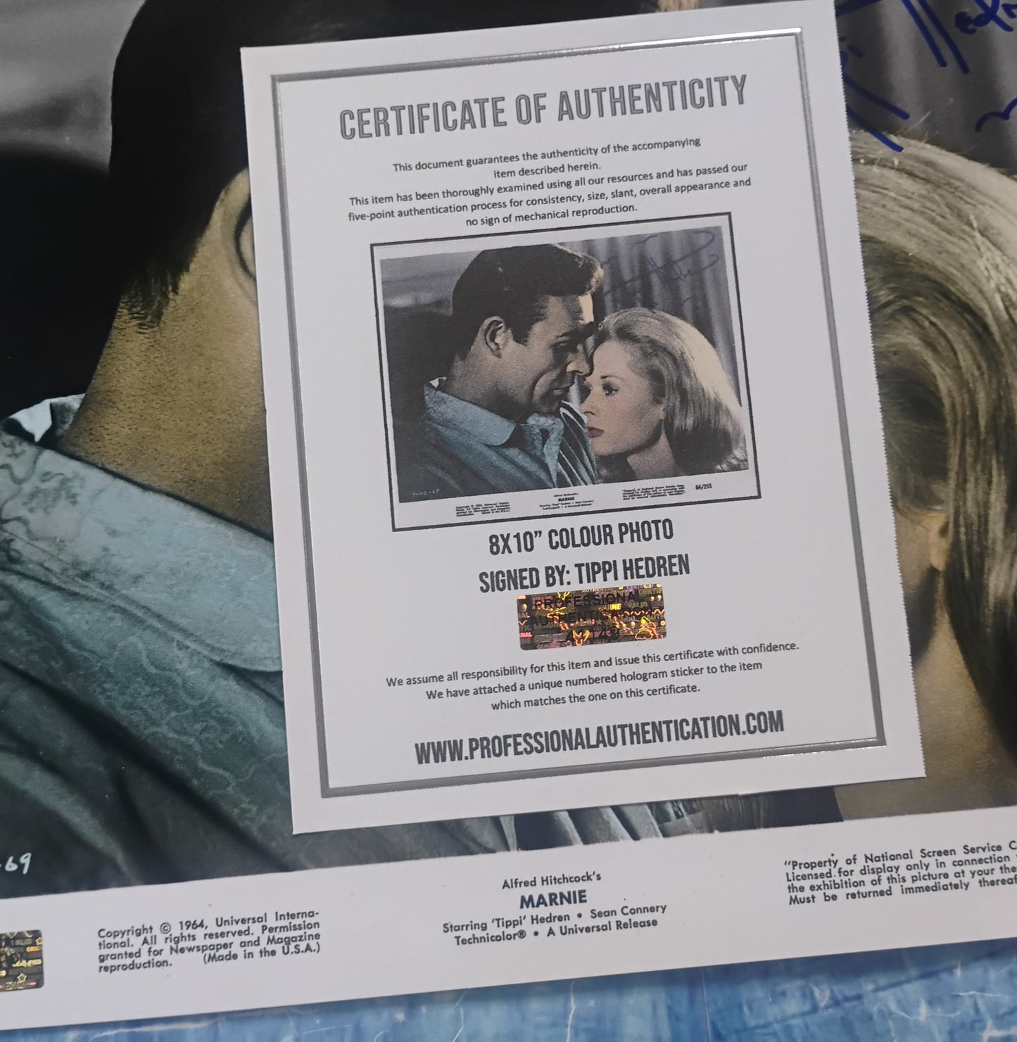 Tippi Hedren Hand Signed Autograph 8x10 Photo COA Marnie