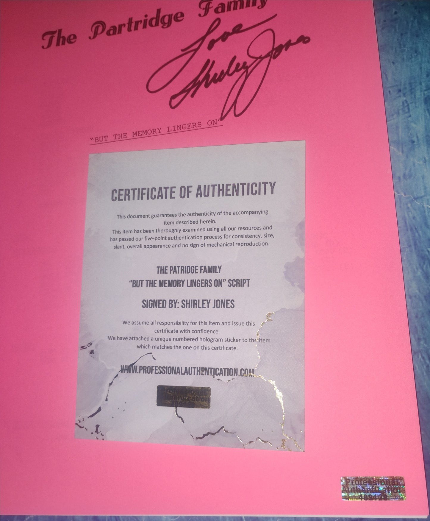 Shirley Jones Hand Signed Autograph The Partridge Family Script COA