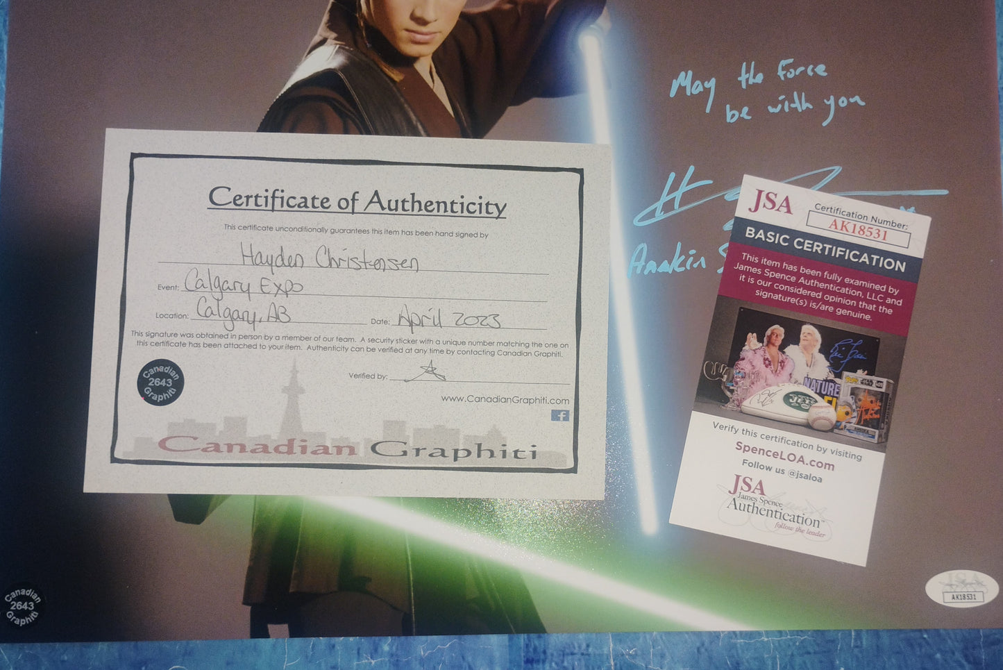 Hayden Christensen Hand Signed Autograph 11x14 Photo JSA COA Star Wars
