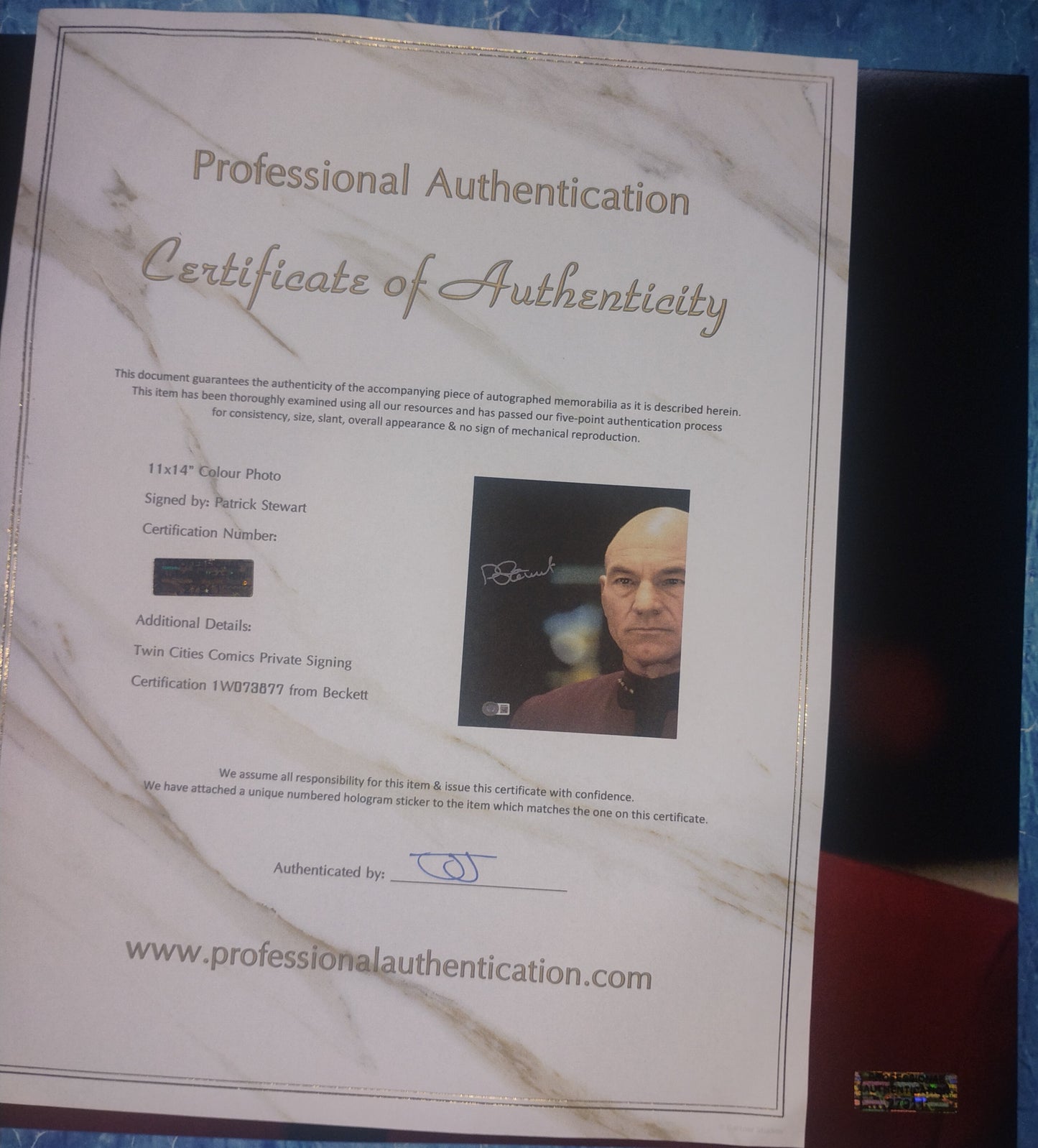 Patrick Stewart Hand Signed Autograph 11x14 Photo BAS COA Star Trek