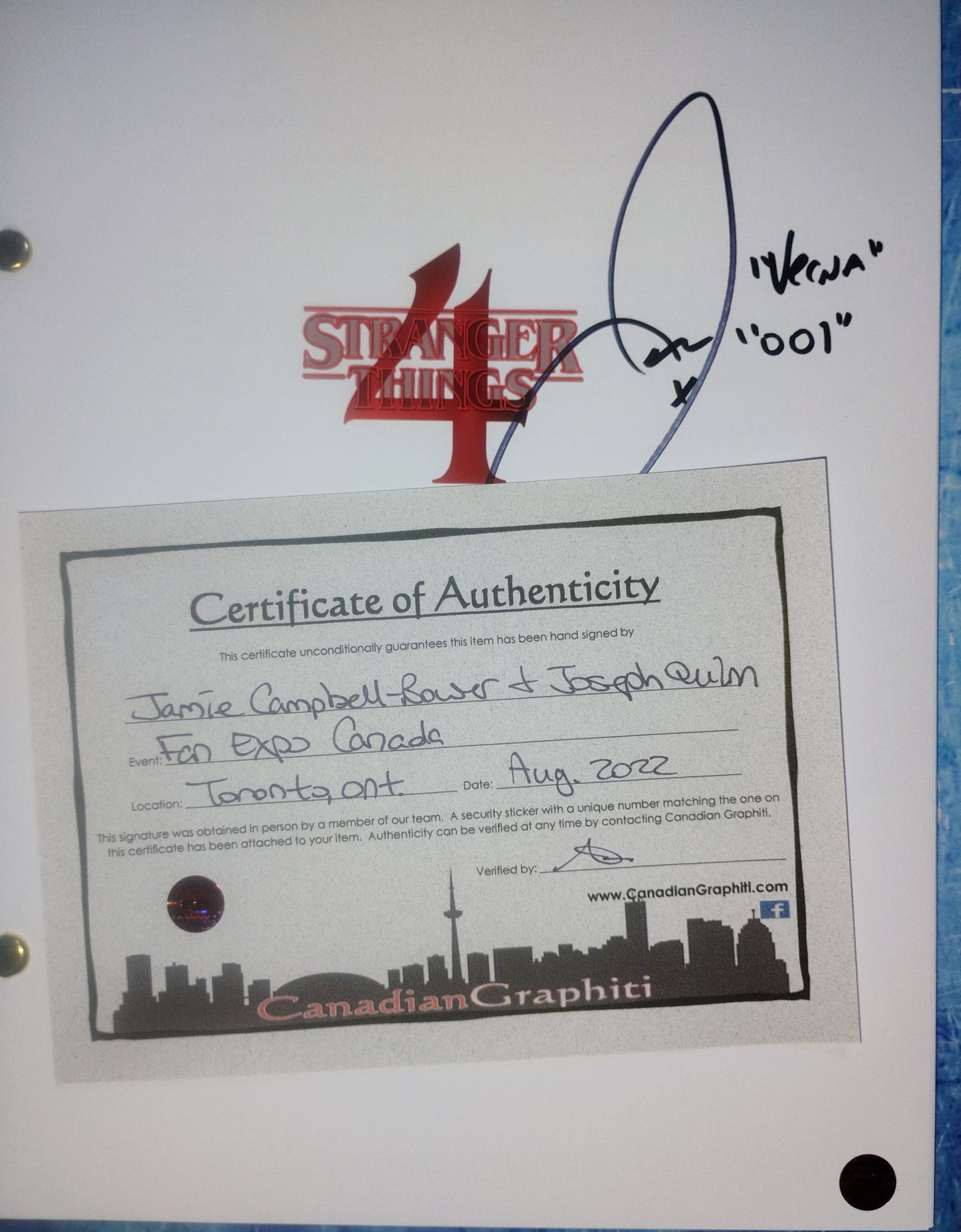 Joseph Quinn & Jamie Campbell Bower Hand Signed Autograph Stranger Things Script COA